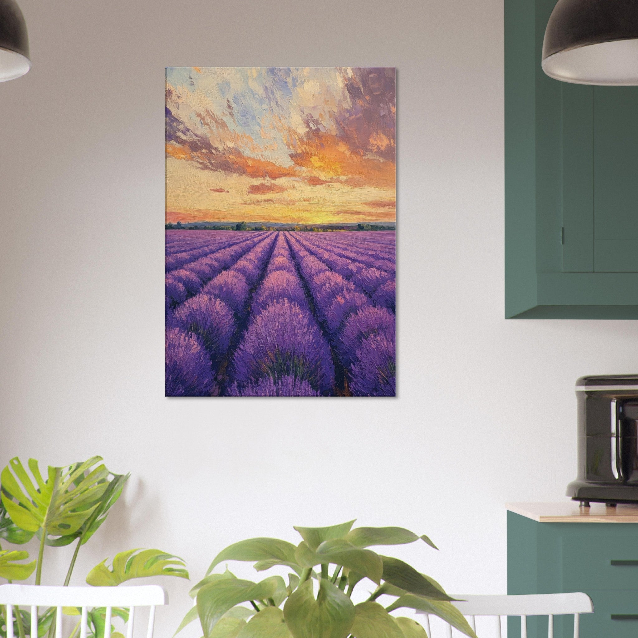 Canvas Portrait - Lavender Fields at Sunset A mesmerizing view - Shop Ai Art WebShop - Digital Art online Store