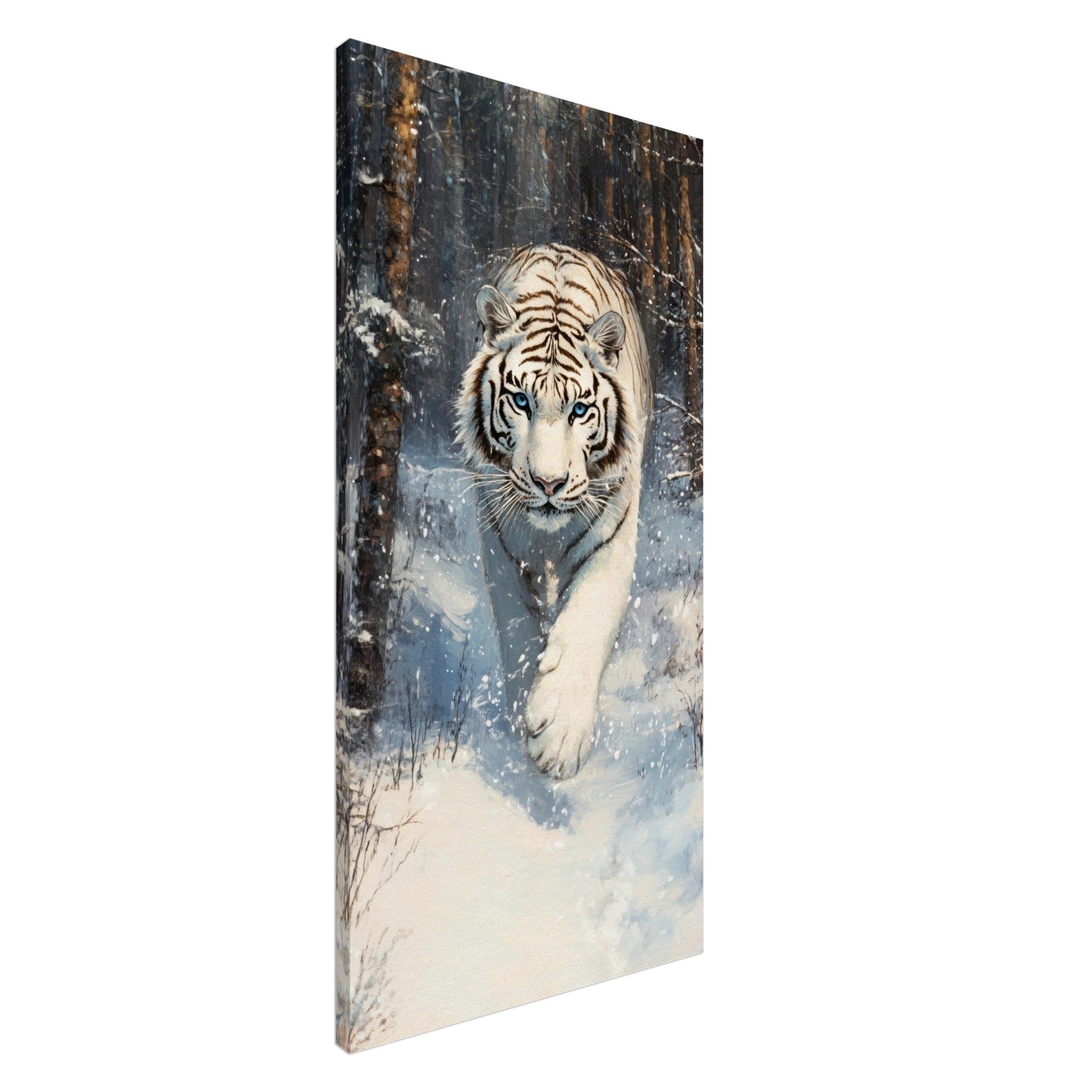 Canvas Portrait - Majestic White Tiger in a Snowy Forest A powerful 2 - Shop Ai Art WebShop - Digital Art online Store