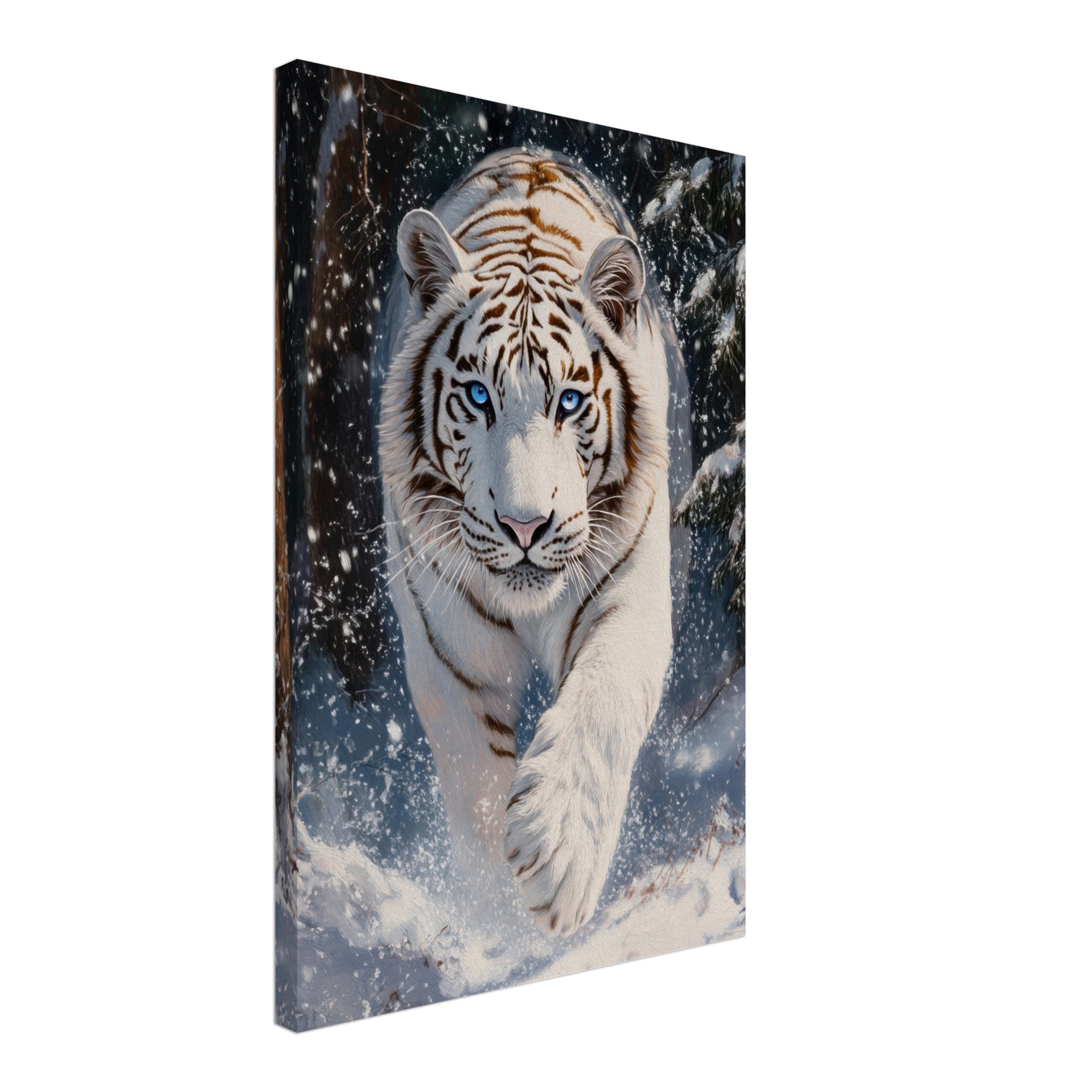 Canvas Portrait - Majestic White Tiger in a Snowy Forest A powerful 3 - Shop Ai Art WebShop - Digital Art online Store