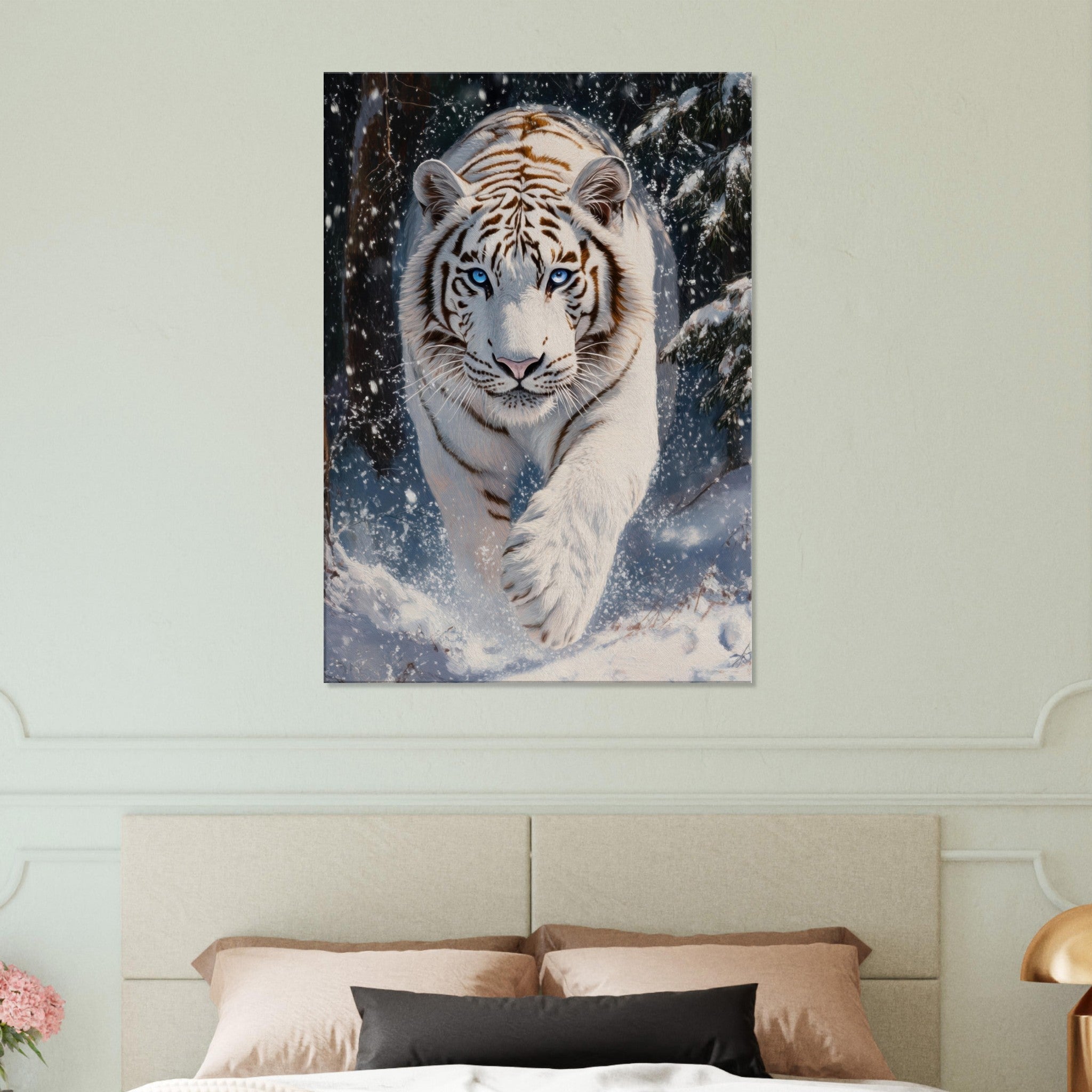 Canvas Portrait - Majestic White Tiger in a Snowy Forest A powerful 3 - Shop Ai Art WebShop - Digital Art online Store