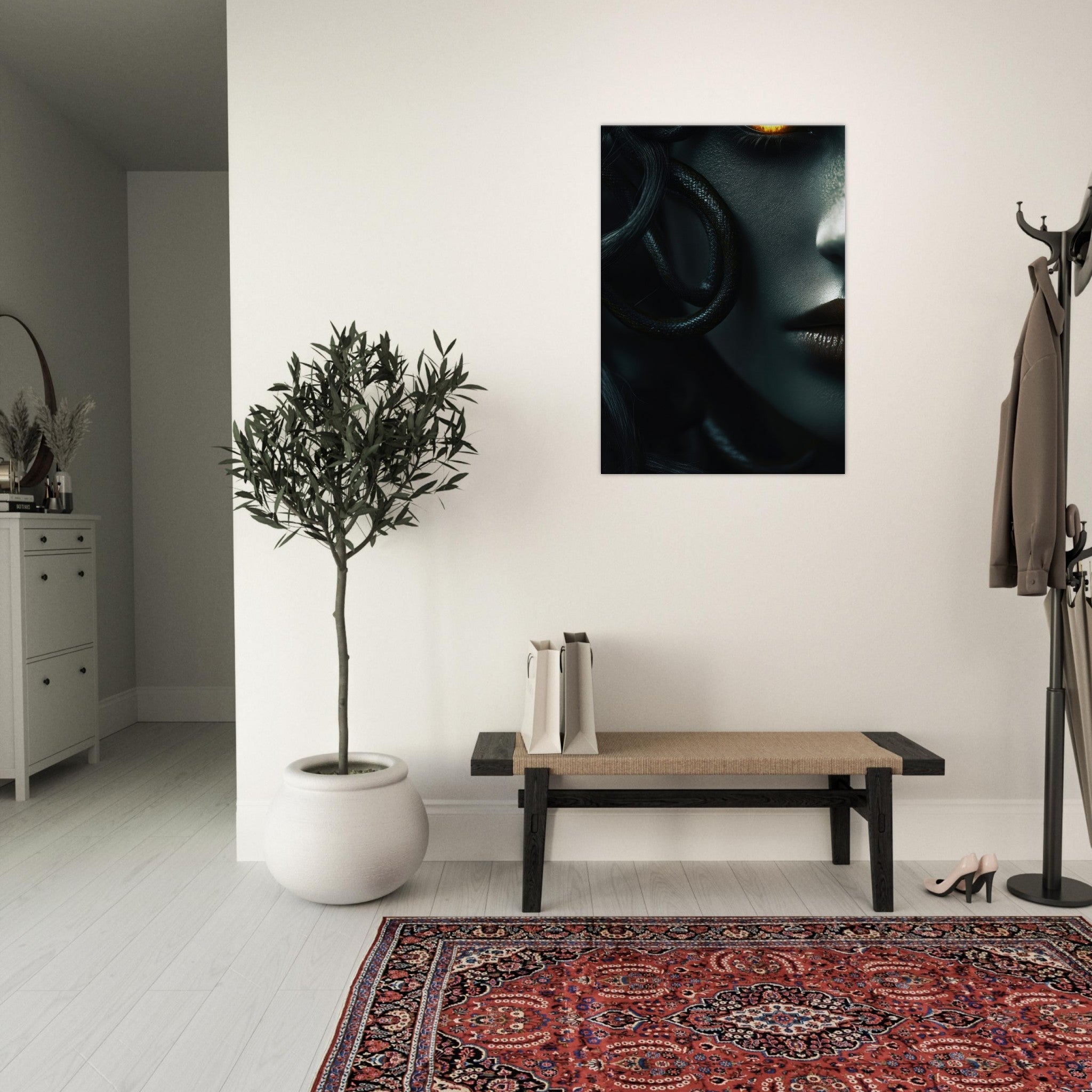 Canvas Portrait - Minimalist Medusas Gaze Minimalism Tight - Focus - Shop Ai Art WebShop - Digital Art online Store