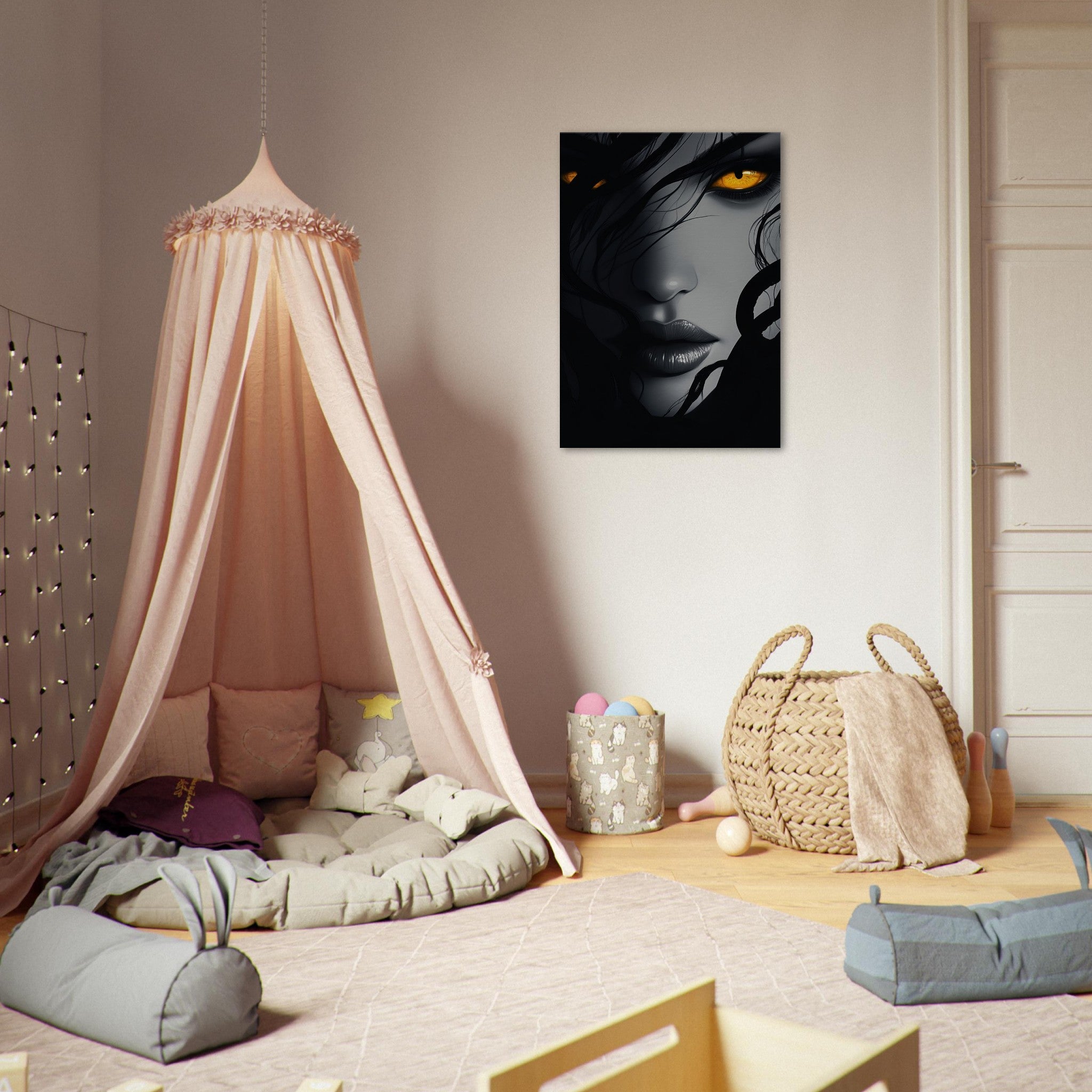 Canvas Portrait - Minimalist Medusas Gaze Minimalism Tight - Focus 2 - Shop Ai Art WebShop - Digital Art online Store