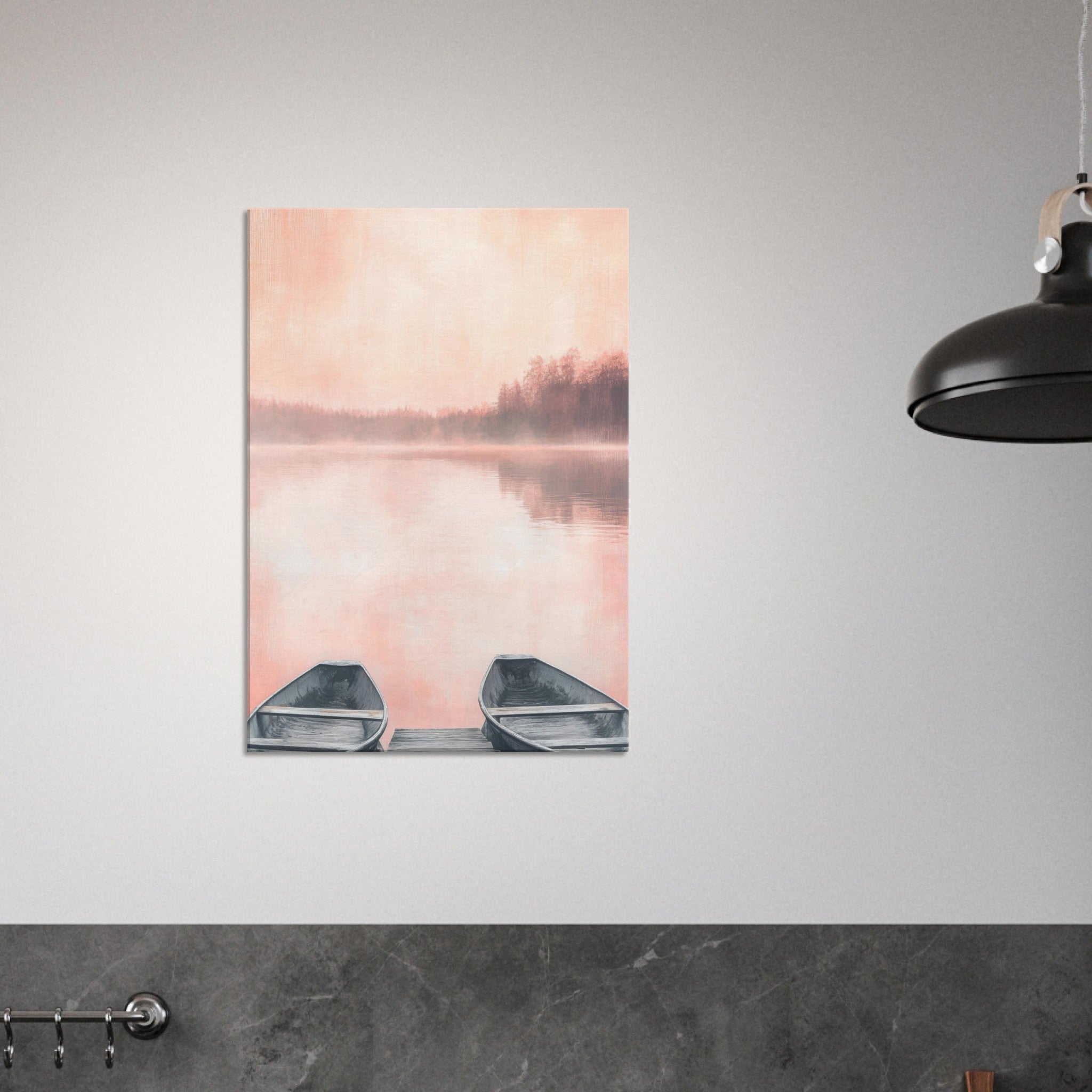 Canvas Portrait - Serene Lake with Rowboats A tranquil lake - Shop Ai Art WebShop - Digital Art online Store