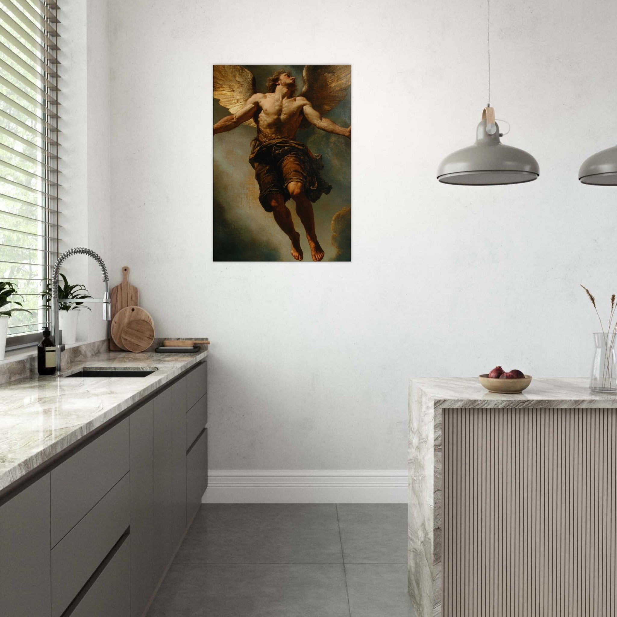 Canvas Portrait - The Fallen Angels Descent Baroque Mythological 3 - Shop Ai Art WebShop - Digital Art online Store