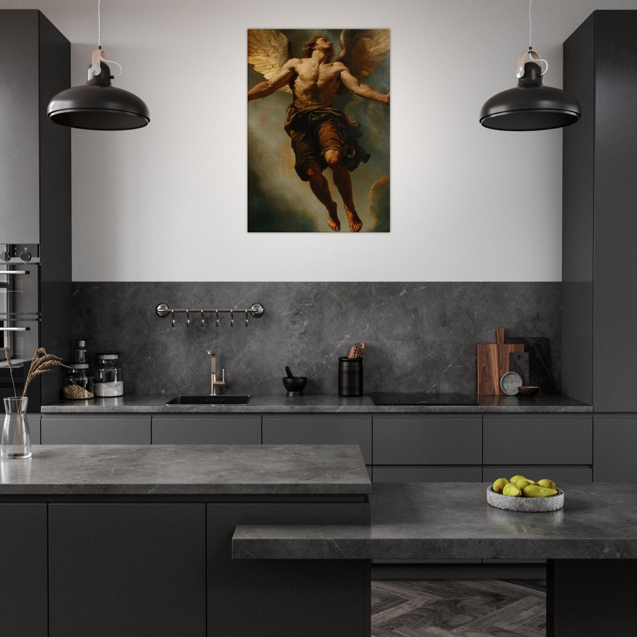 Canvas Portrait - The Fallen Angels Descent Baroque Mythological 3 - Shop Ai Art WebShop - Digital Art online Store