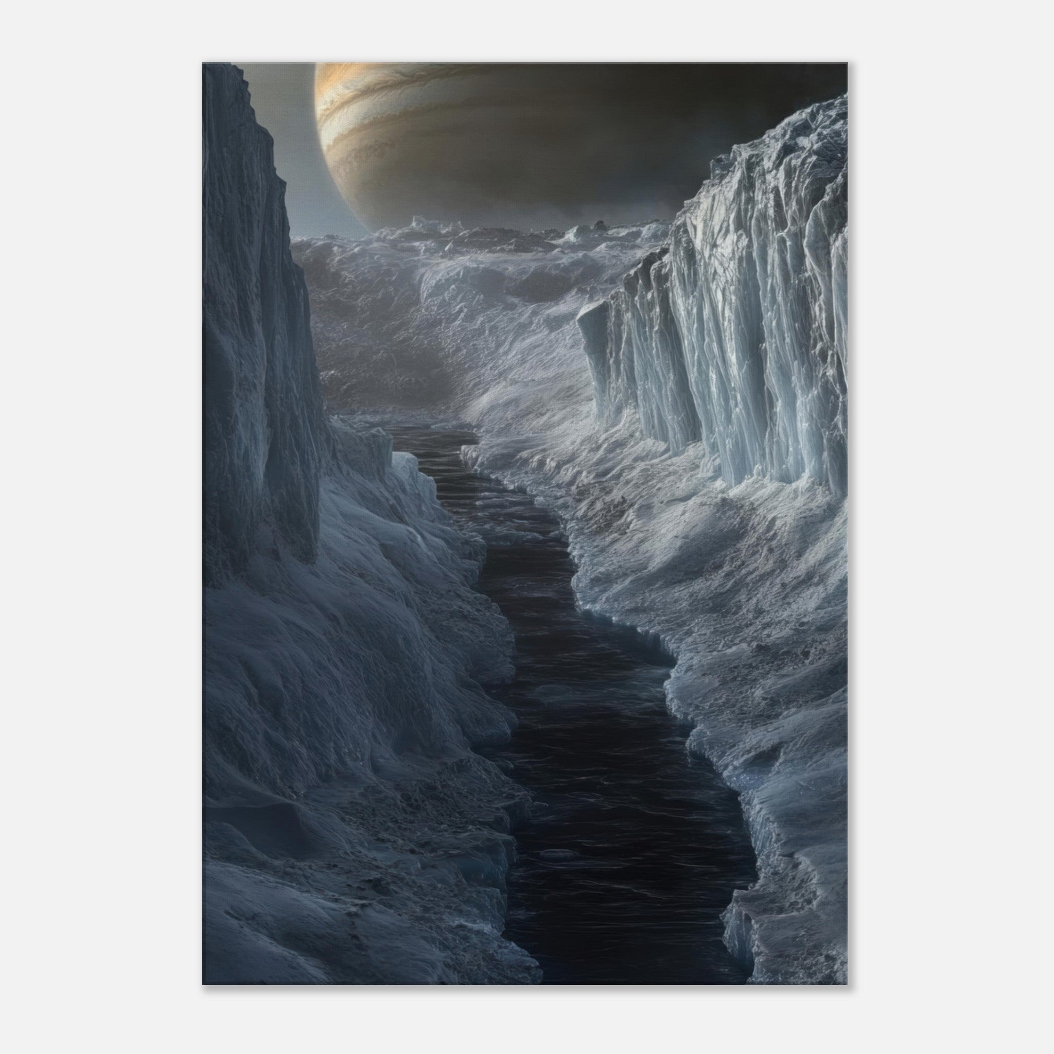 Canvas Portrait - The Frozen Wasteland of Europa An expedition tea 2 - Shop Ai Art WebShop - Digital Art online Store