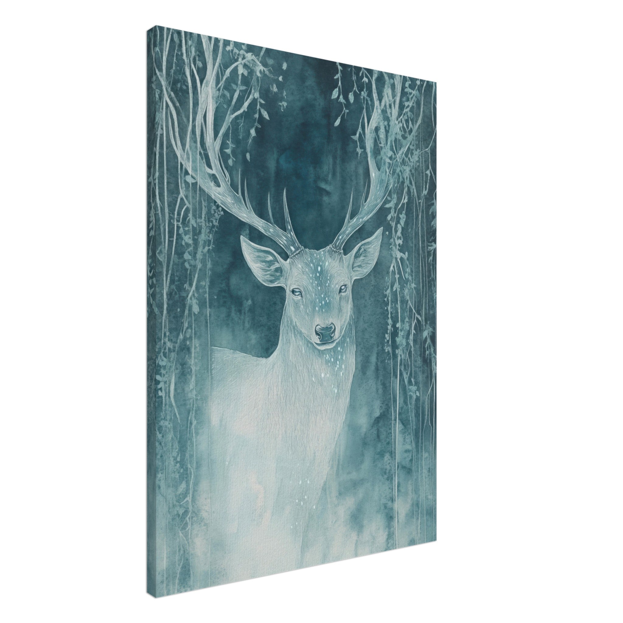 Canvas Portrait - The Silver Stag of the Enchanted Glade Fantasy 3 - Shop Ai Art WebShop - Digital Art online Store