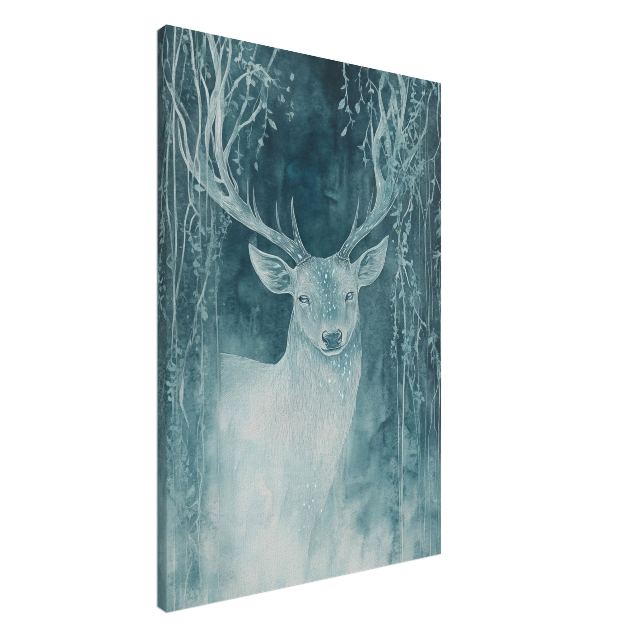 Canvas Portrait - The Silver Stag of the Enchanted Glade Fantasy 3 - Shop Ai Art WebShop - Digital Art online Store