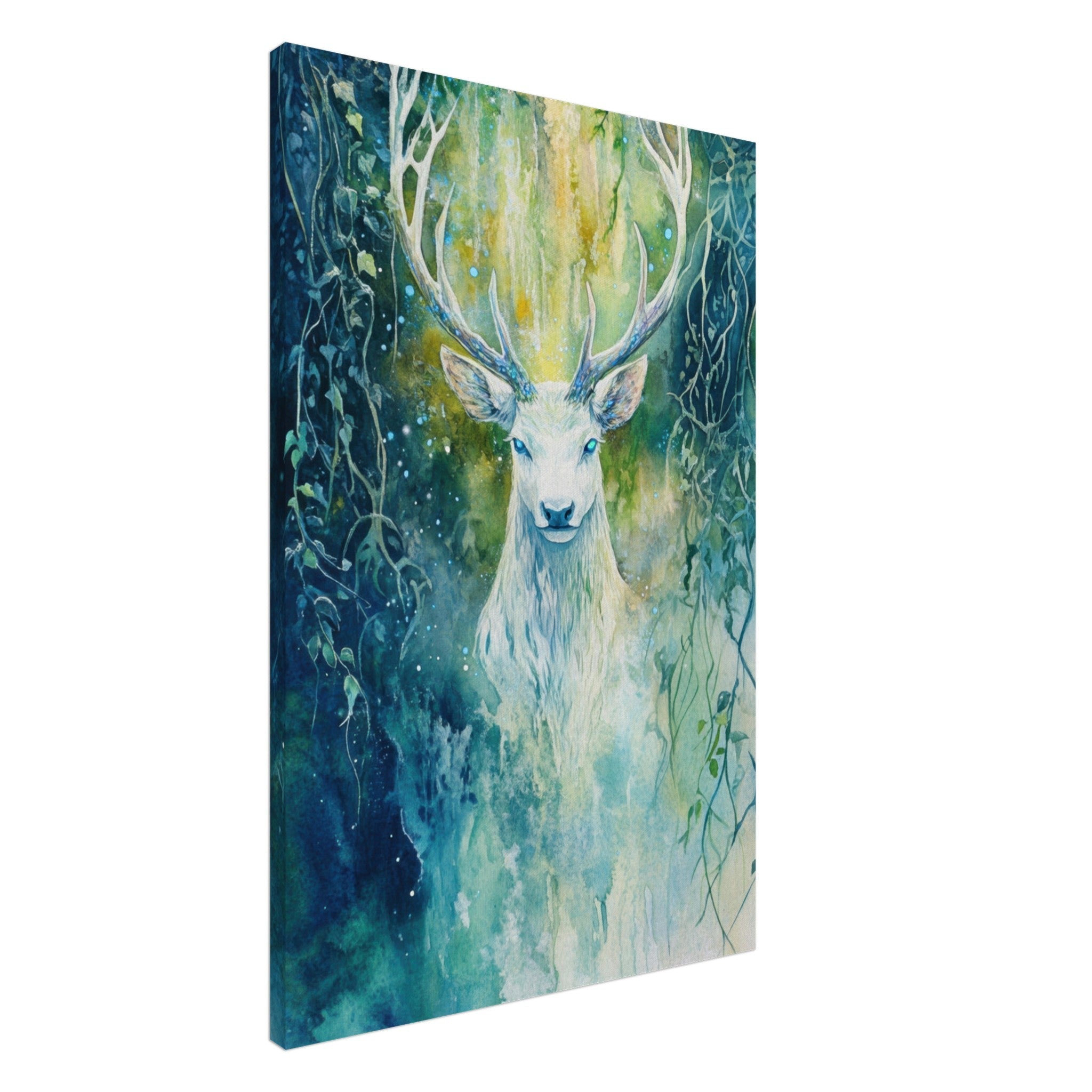 Canvas Portrait - The Silver Stag of the Enchanted Glade Fantasy 4 - Shop Ai Art WebShop - Digital Art online Store