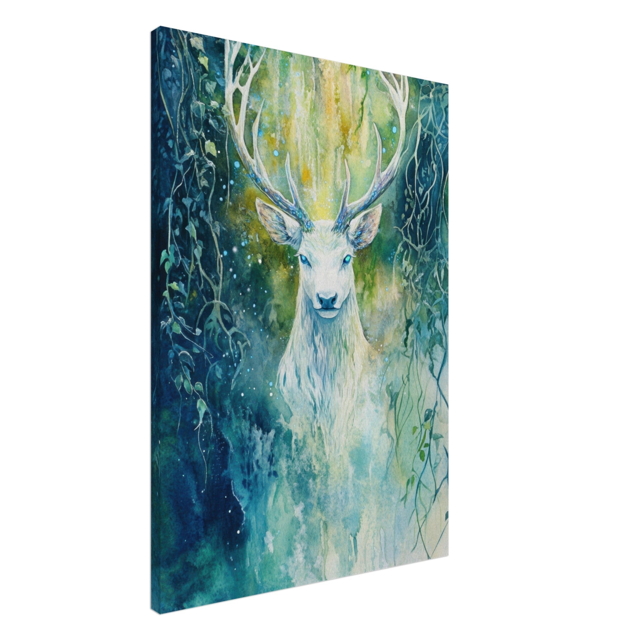 Canvas Portrait - The Silver Stag of the Enchanted Glade Fantasy 4 - Shop Ai Art WebShop - Digital Art online Store