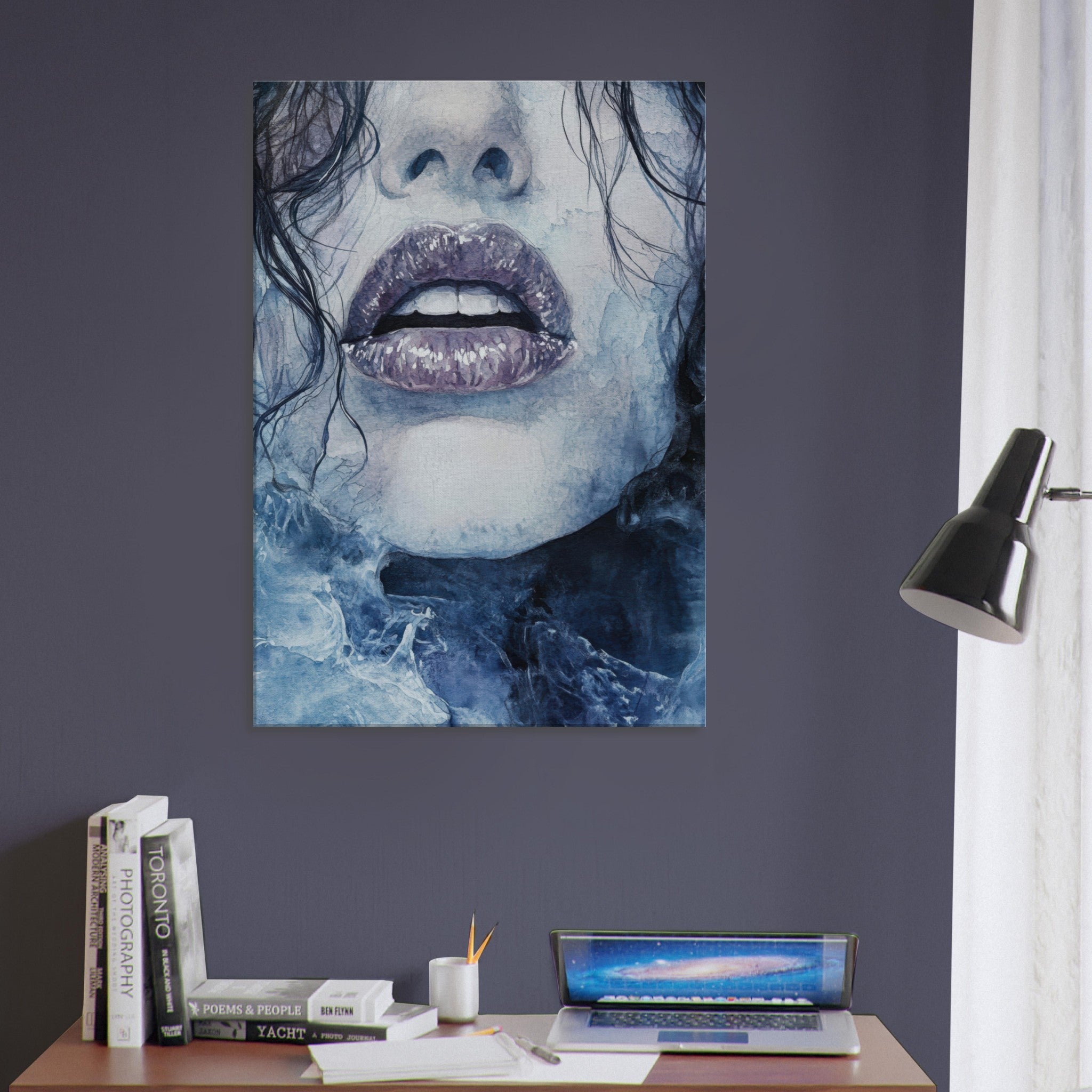 Canvas Portrait - The Sirens Lament Gothic Watercolor Extreme Los 4 - Shop Ai Art WebShop - Digital Art online Store