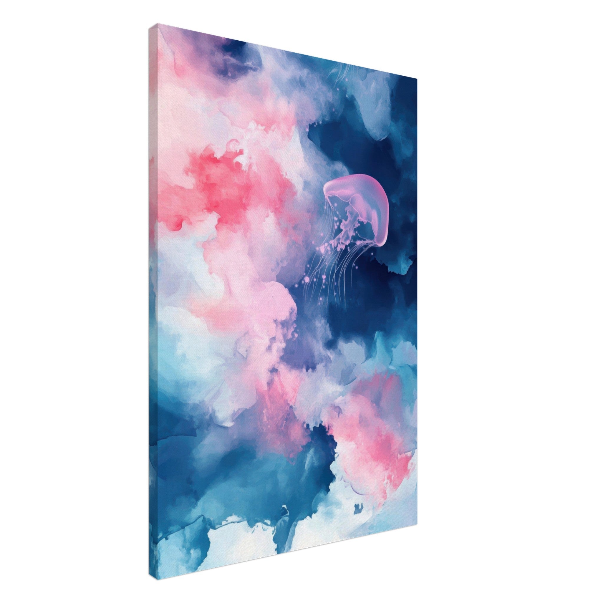 Canvas Portrait - Watercolor Jellyfish Drift Graceful jellyfish - Shop Ai Art WebShop - Digital Art online Store