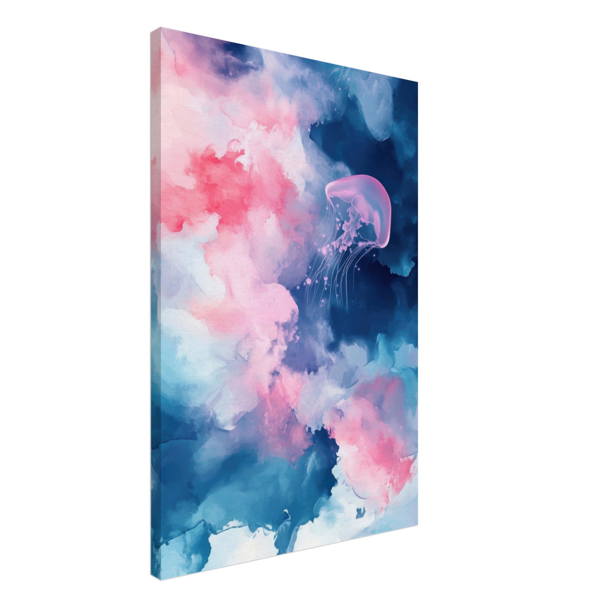 Canvas Portrait - Watercolor Jellyfish Drift Graceful jellyfish - Shop Ai Art WebShop - Digital Art online Store