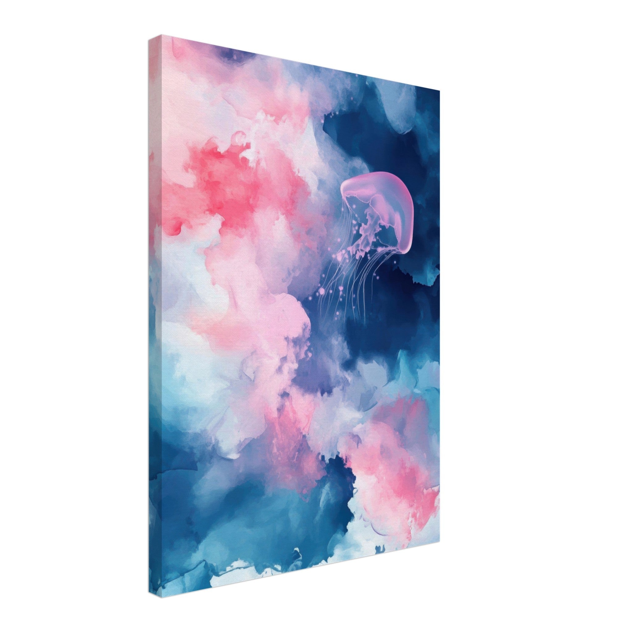 Canvas Portrait - Watercolor Jellyfish Drift Graceful jellyfish - Shop Ai Art WebShop - Digital Art online Store