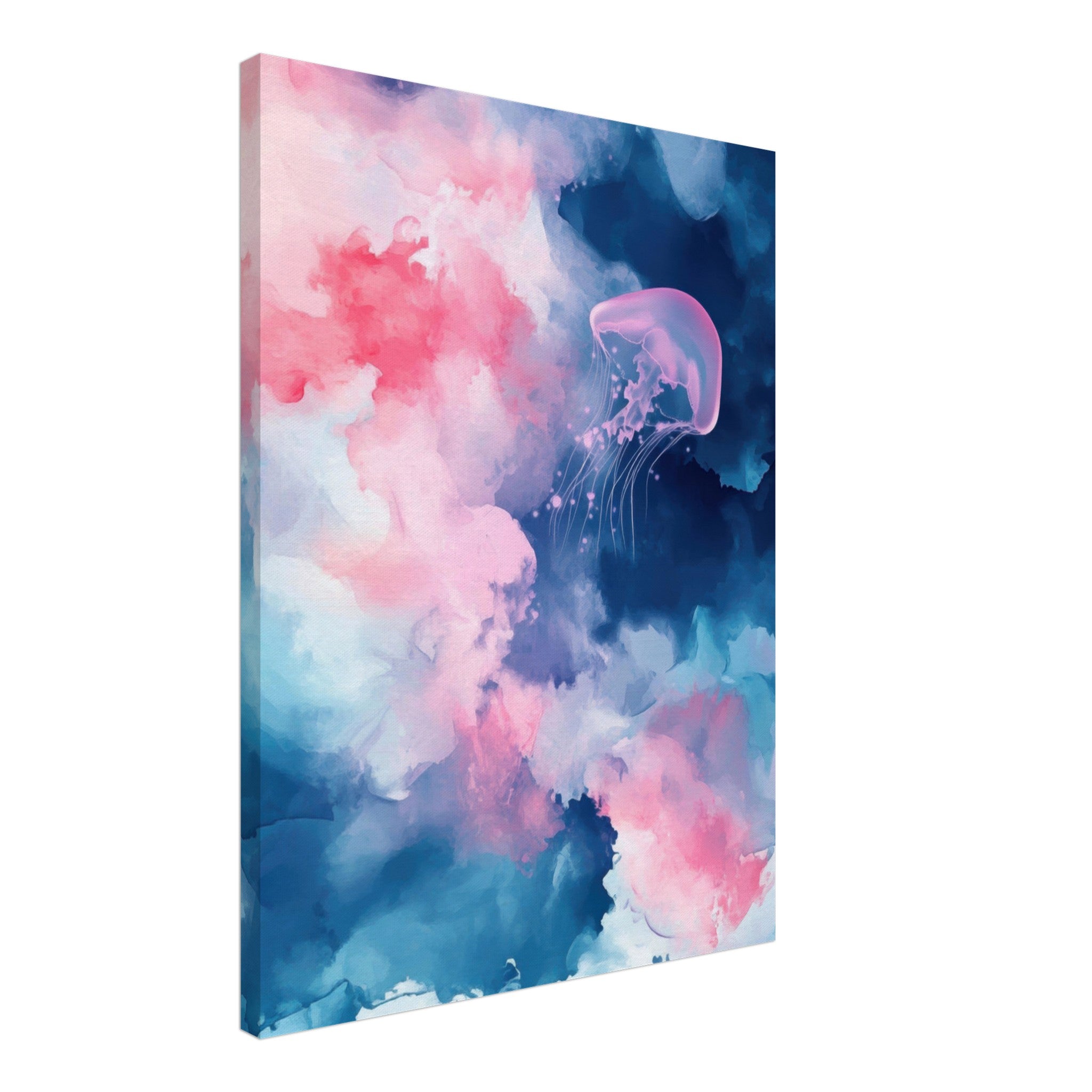 Canvas Portrait - Watercolor Jellyfish Drift Graceful jellyfish - Shop Ai Art WebShop - Digital Art online Store