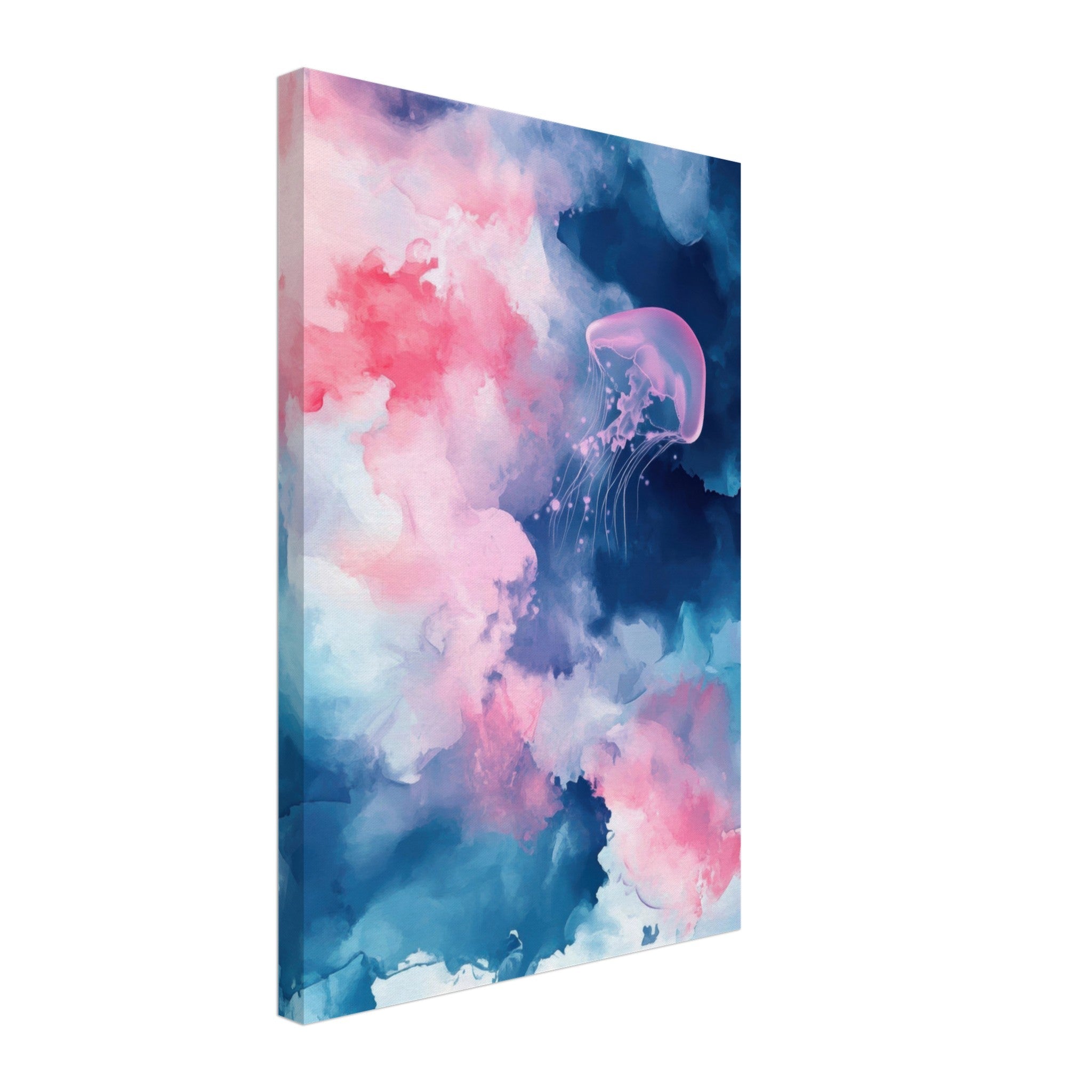 Canvas Portrait - Watercolor Jellyfish Drift Graceful jellyfish - Shop Ai Art WebShop - Digital Art online Store