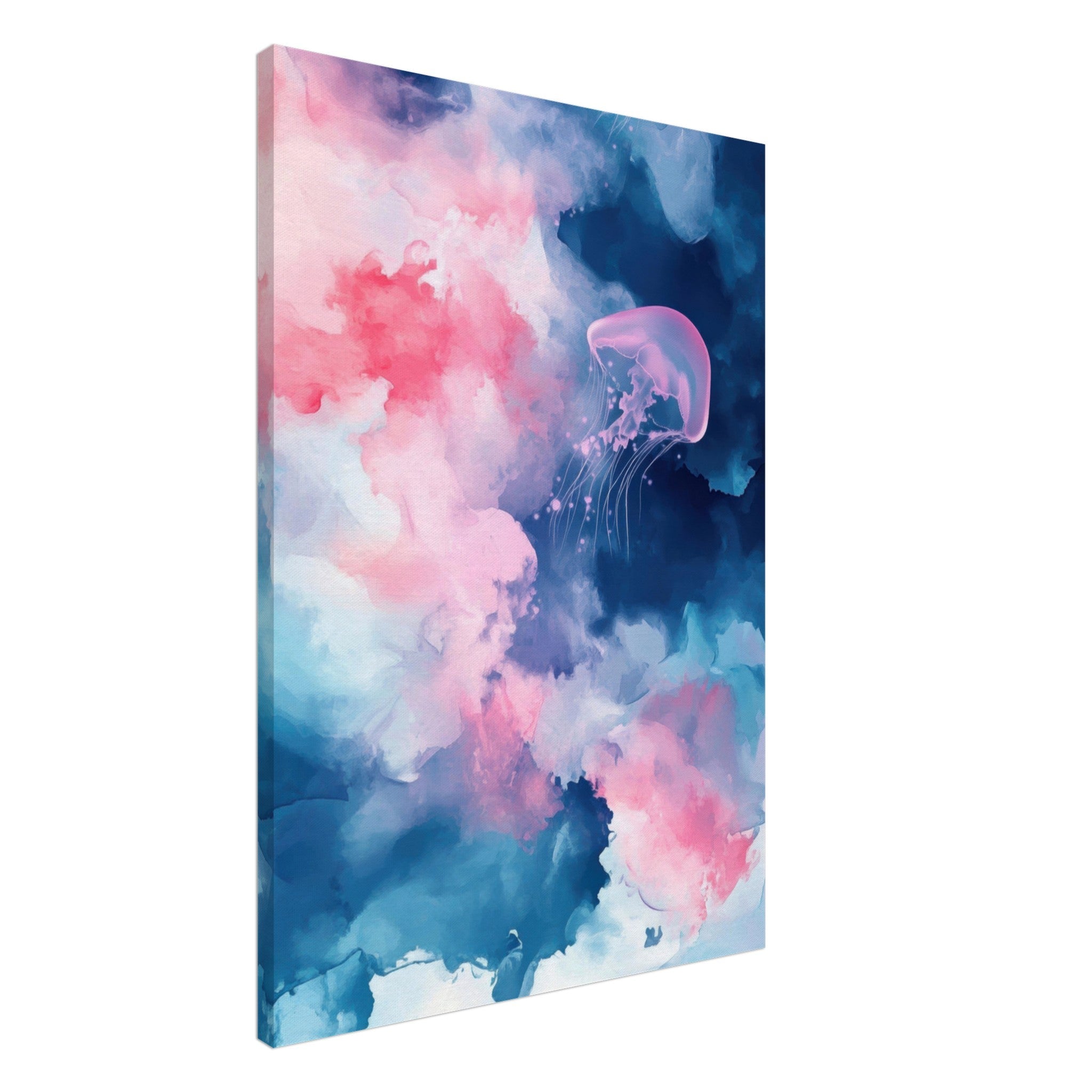 Canvas Portrait - Watercolor Jellyfish Drift Graceful jellyfish - Shop Ai Art WebShop - Digital Art online Store