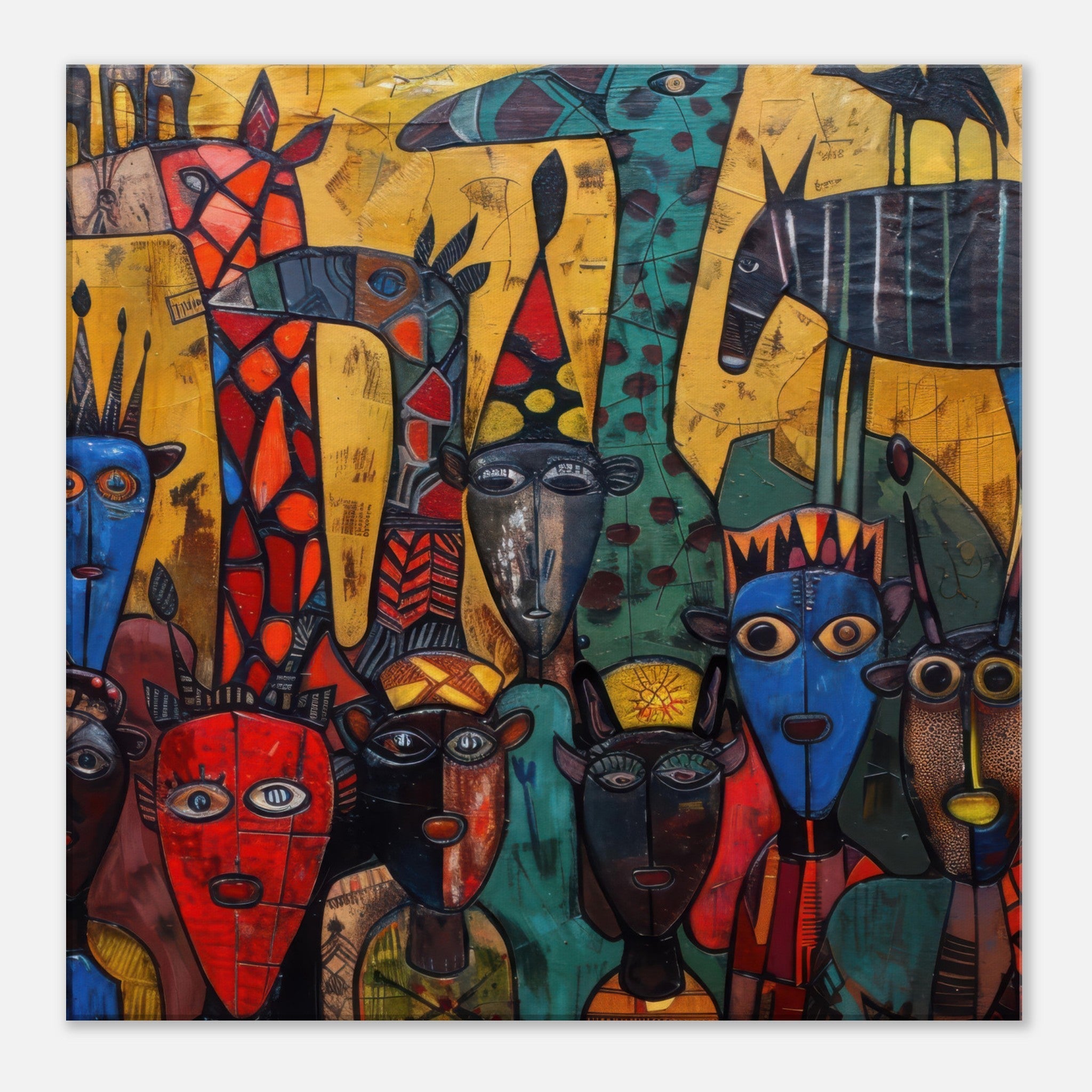 Canvas Square - Expressionism art style Ugandas ancestors 4 - Shop Ai Art WebShop - Digital Art online Store