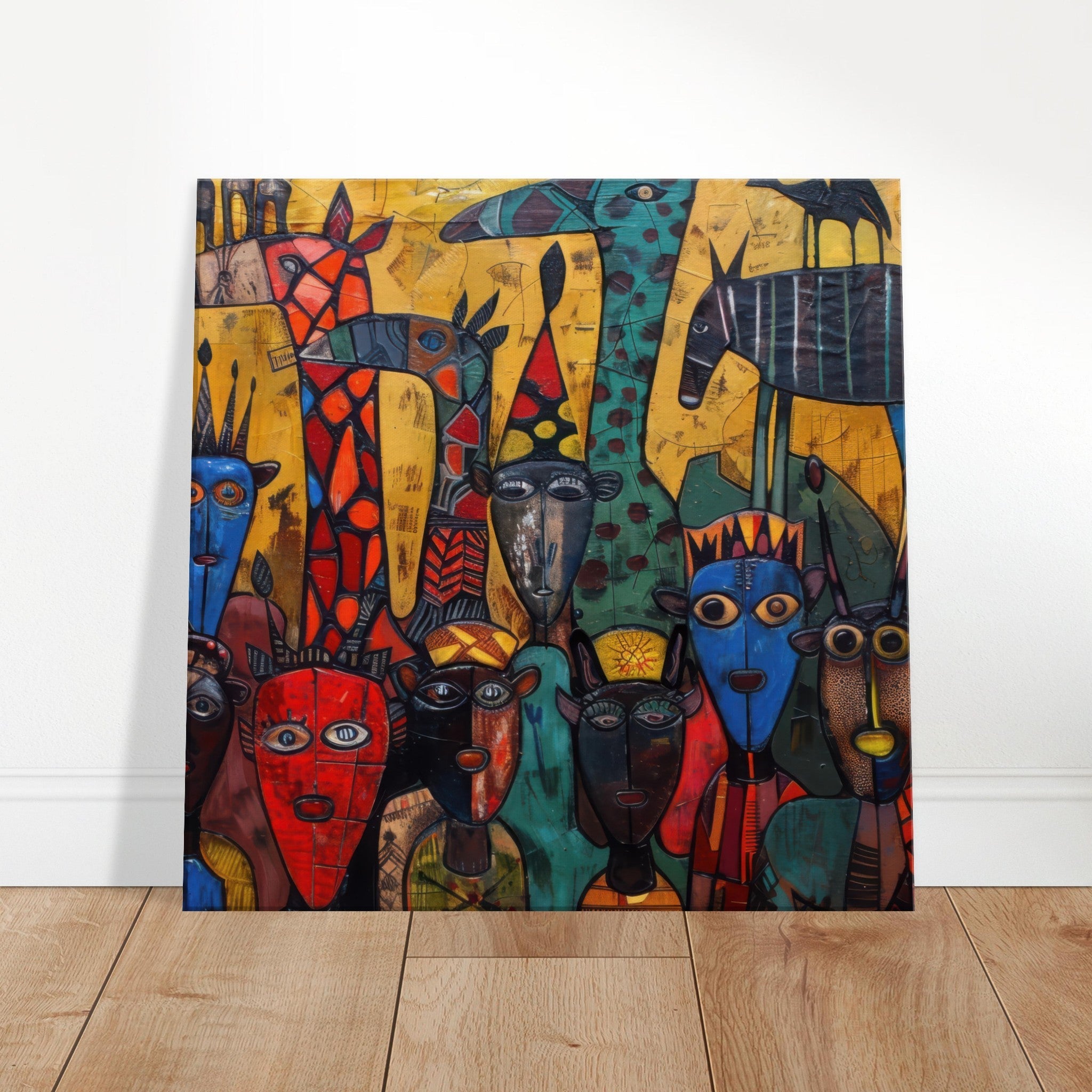 Canvas Square - Expressionism art style Ugandas ancestors 4 - Shop Ai Art WebShop - Digital Art online Store