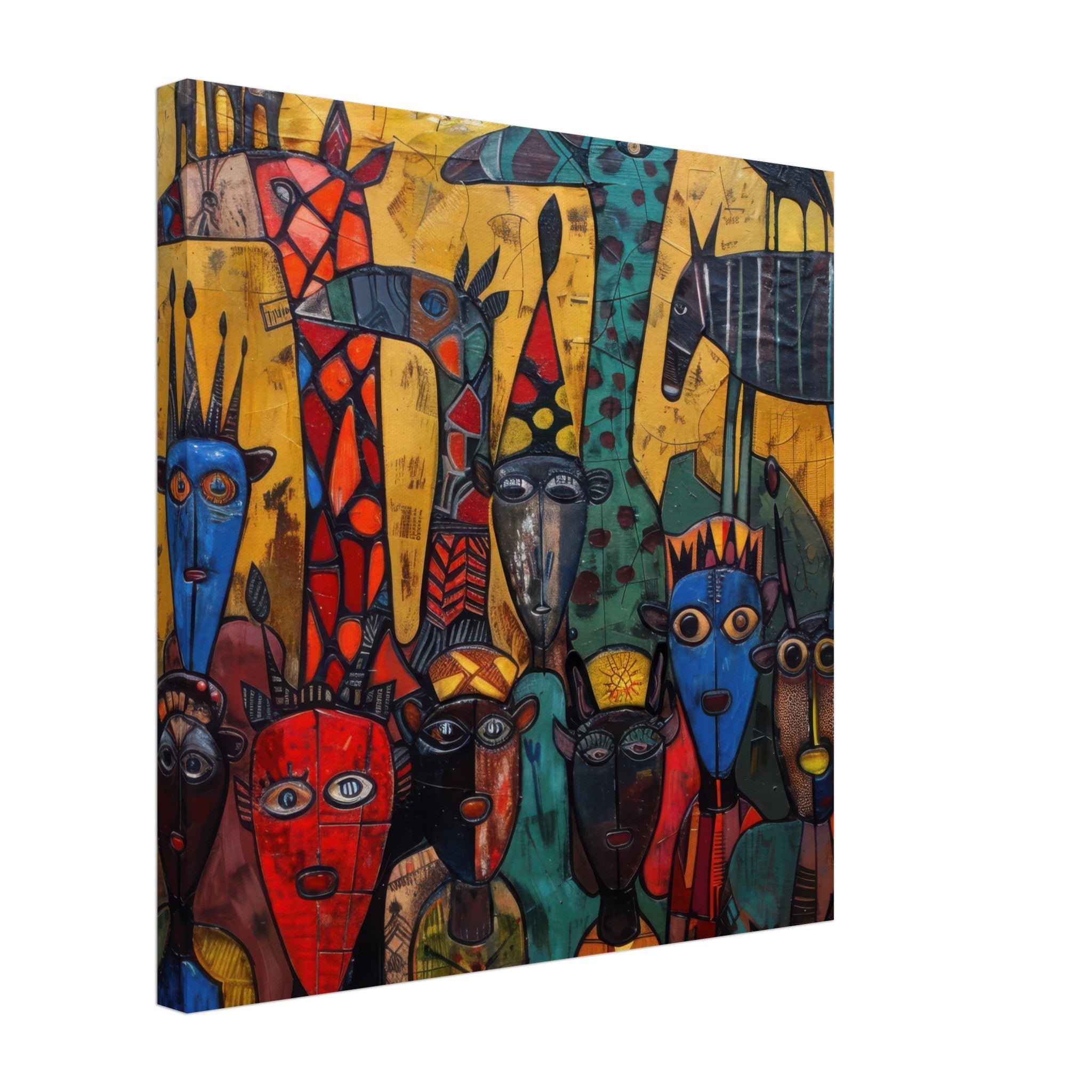 Canvas Square - Expressionism art style Ugandas ancestors 4 - Shop Ai Art WebShop - Digital Art online Store