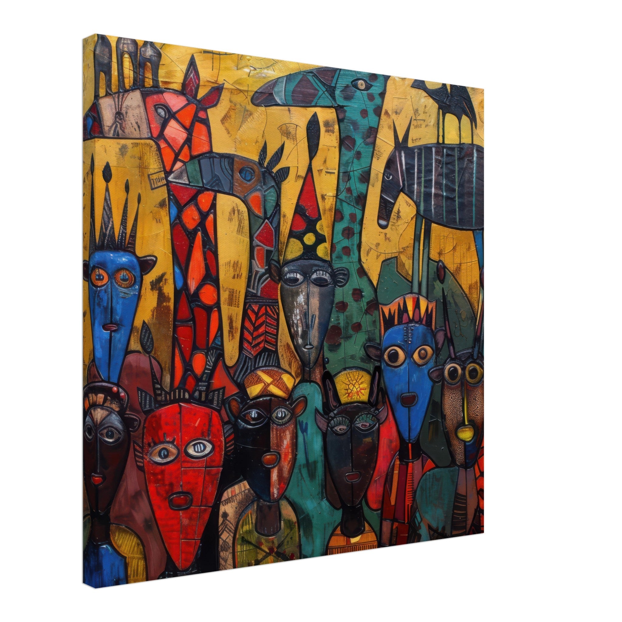 Canvas Square - Expressionism art style Ugandas ancestors 4 - Shop Ai Art WebShop - Digital Art online Store