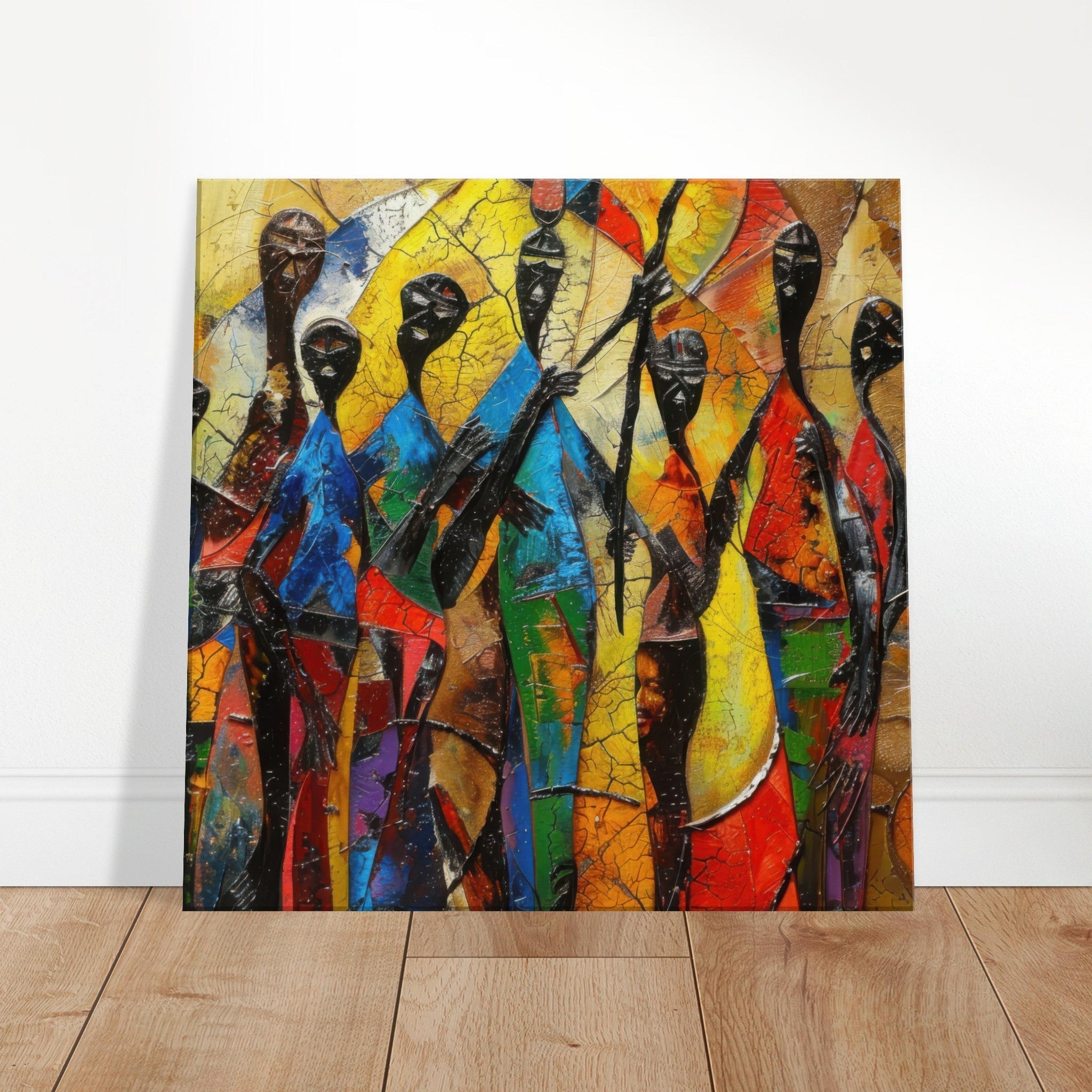 Canvas Square - Expressionism art style Ugandas ancestors - Shop Ai Art WebShop - Digital Art online Store