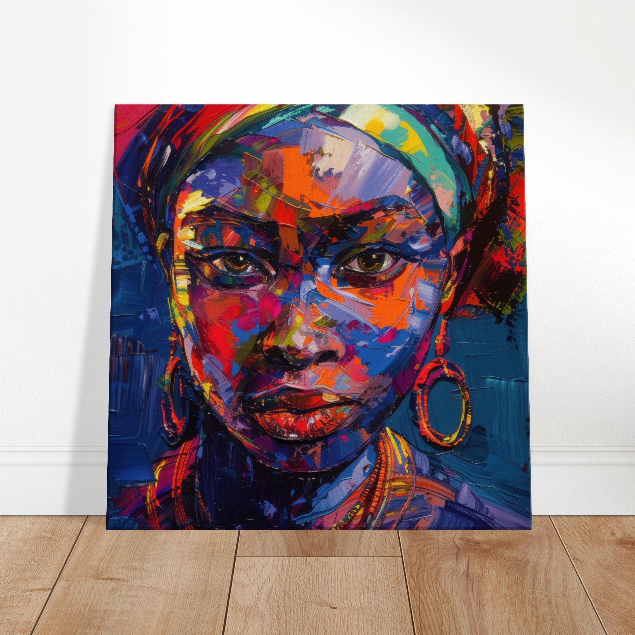 Canvas Square - Expressionism art style Ugandas ancestors female - Shop Ai Art WebShop - Digital Art online Store