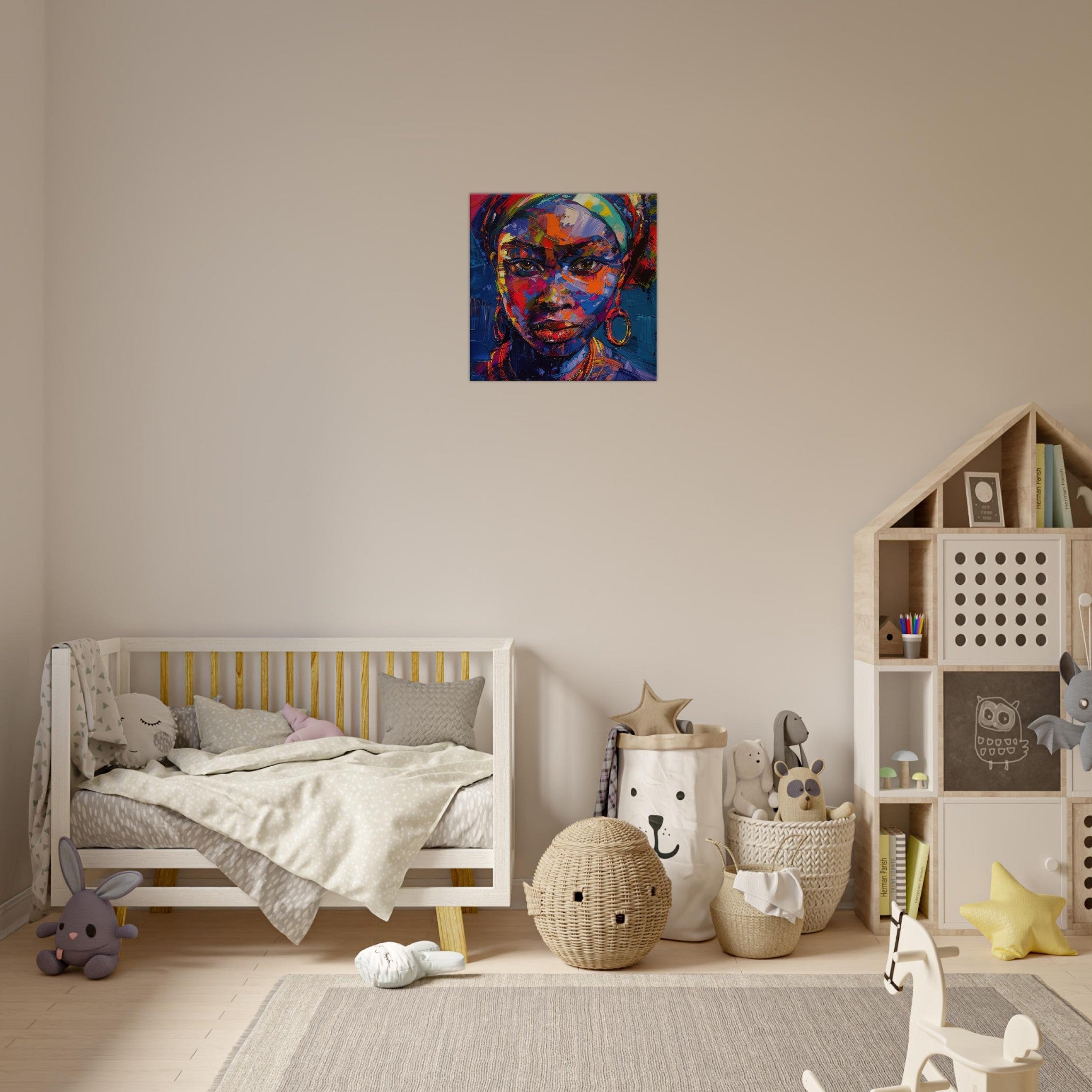 Canvas Square - Expressionism art style Ugandas ancestors female - Shop Ai Art WebShop - Digital Art online Store