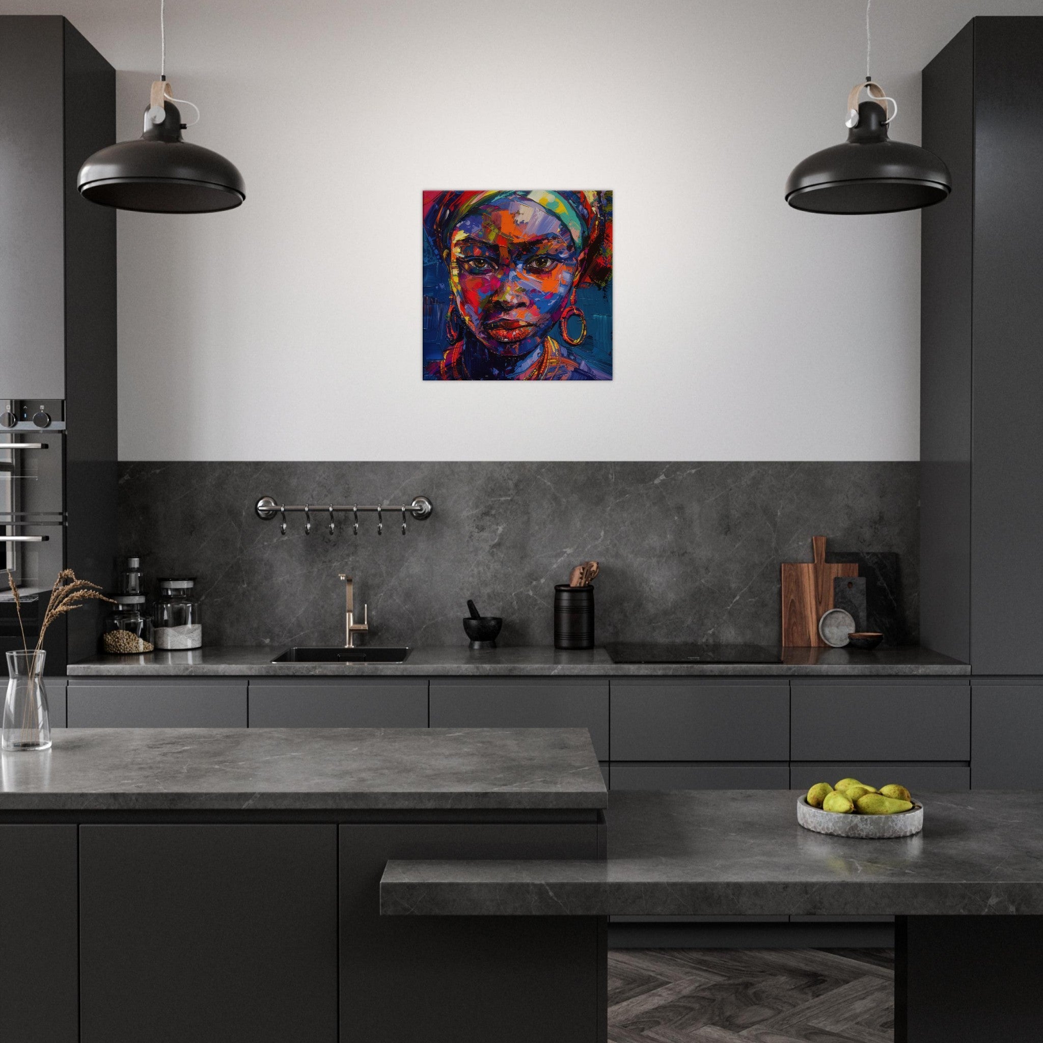 Canvas Square - Expressionism art style Ugandas ancestors female - Shop Ai Art WebShop - Digital Art online Store