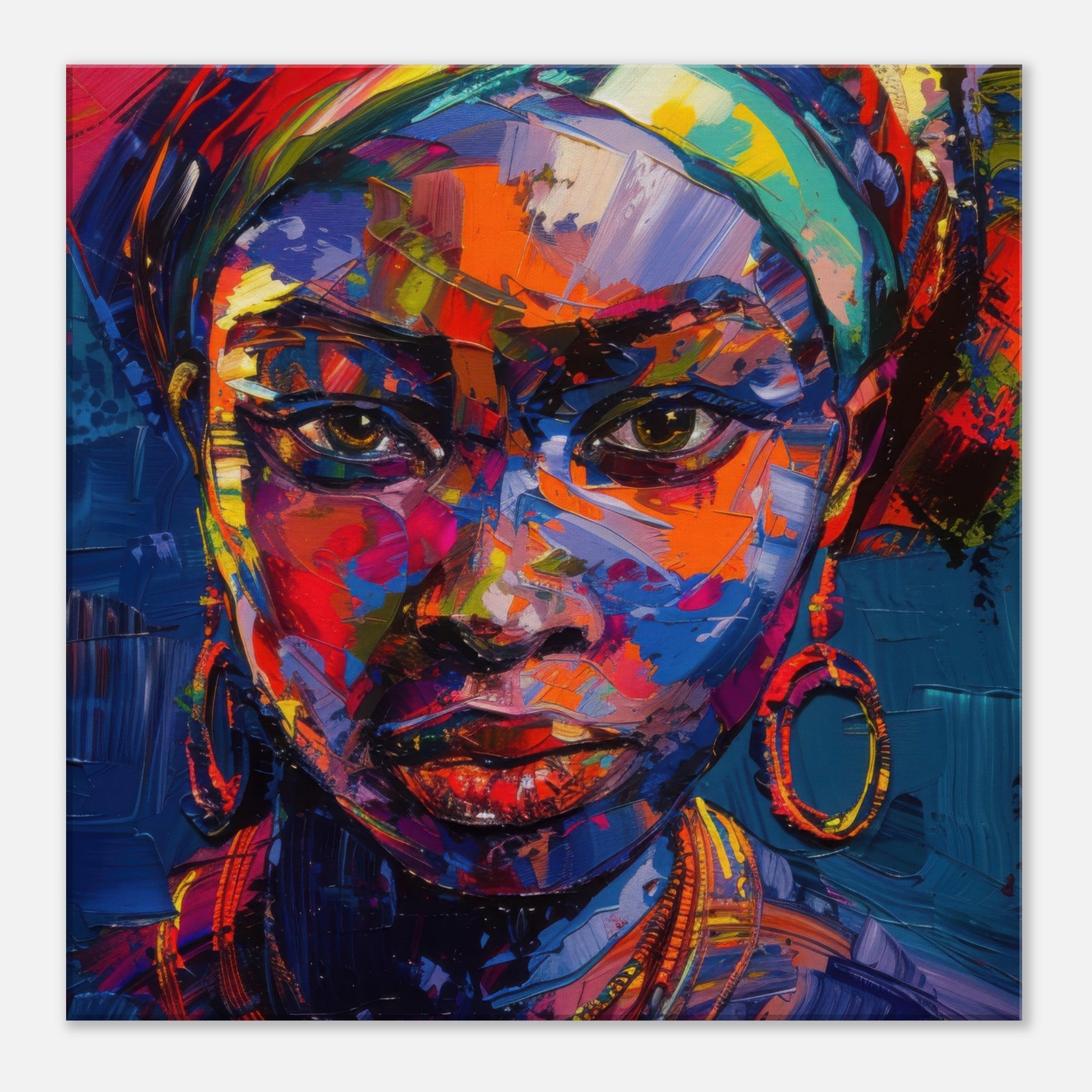 Canvas Square - Expressionism art style Ugandas ancestors female - Shop Ai Art WebShop - Digital Art online Store