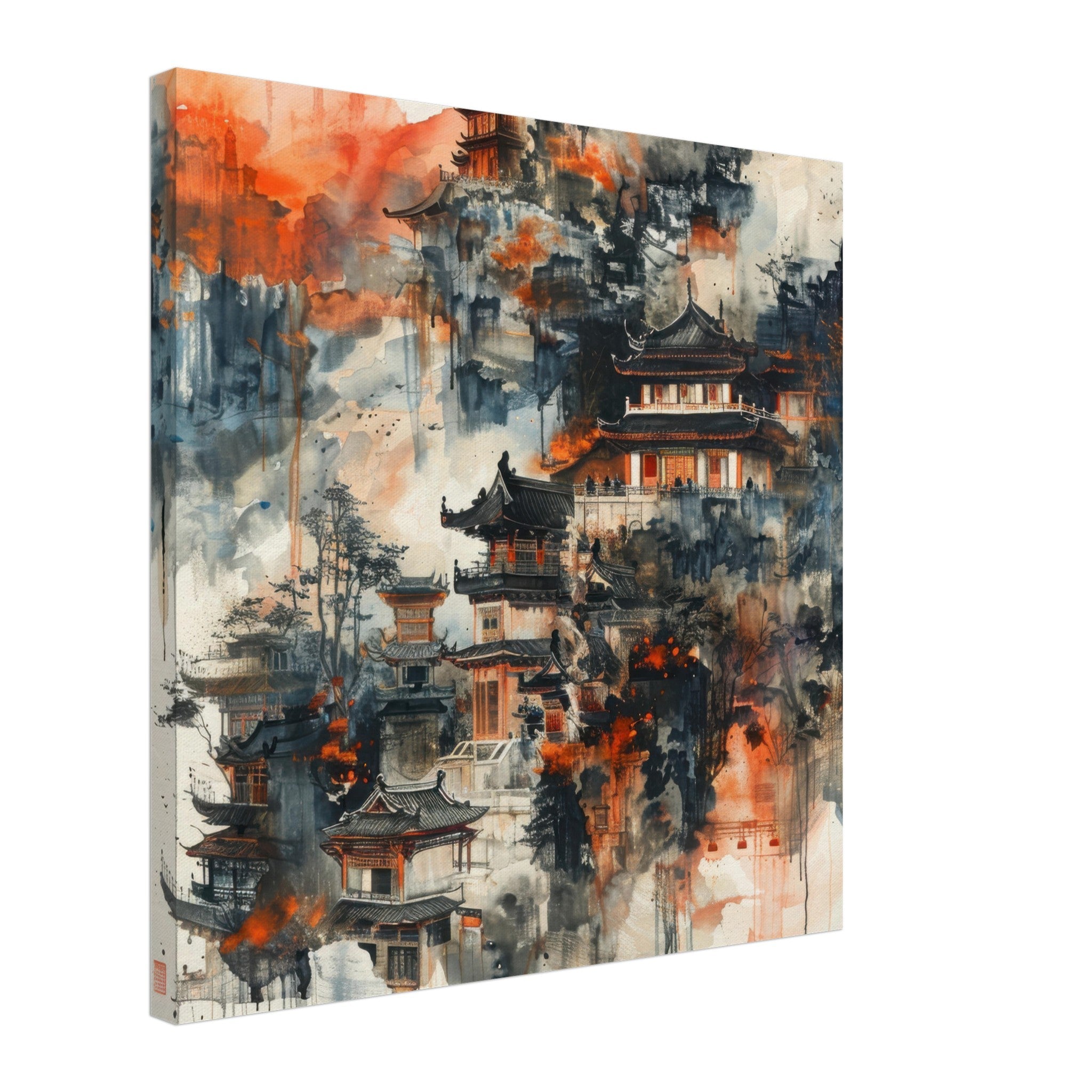 Canvas Square - Old culture of China in abstract style 3 - Shop Ai Art WebShop - Digital Art online Store