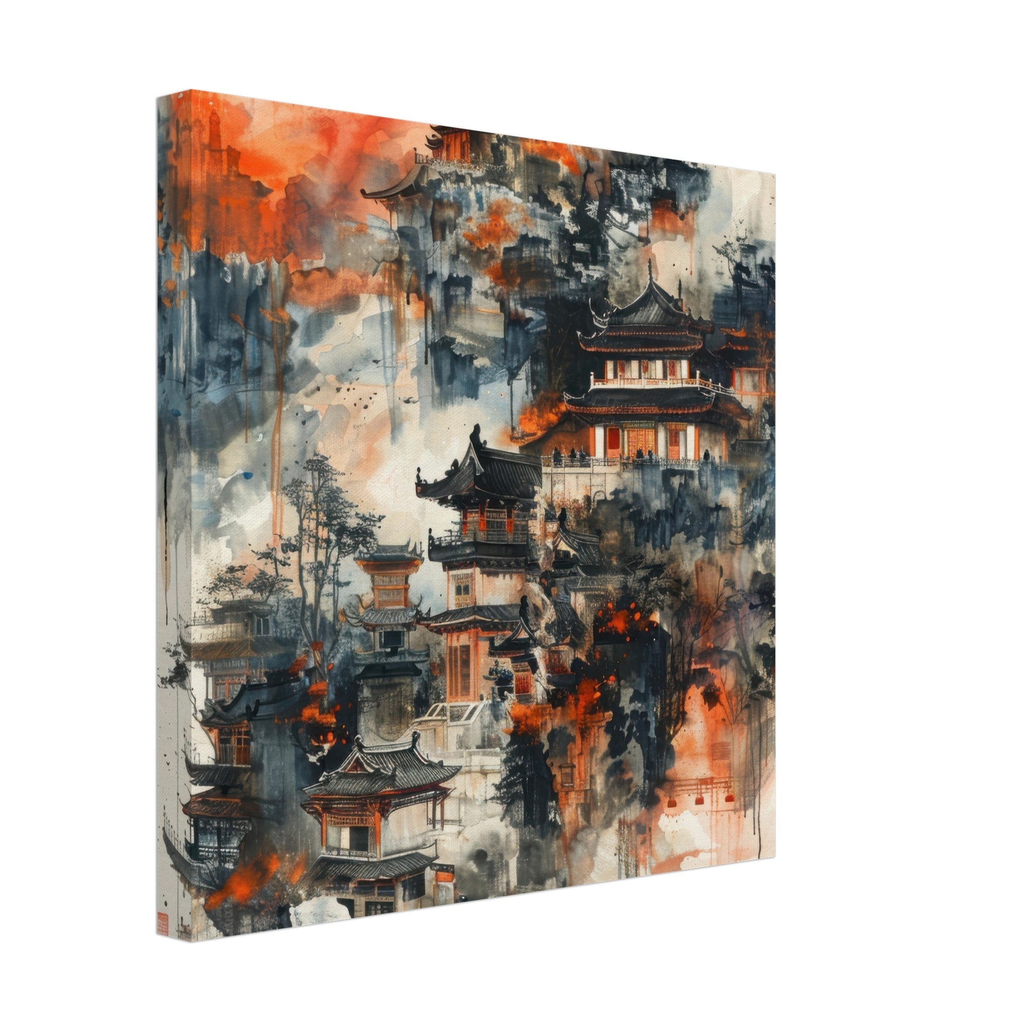 Canvas Square - Old culture of China in abstract style 3 - Shop Ai Art WebShop - Digital Art online Store