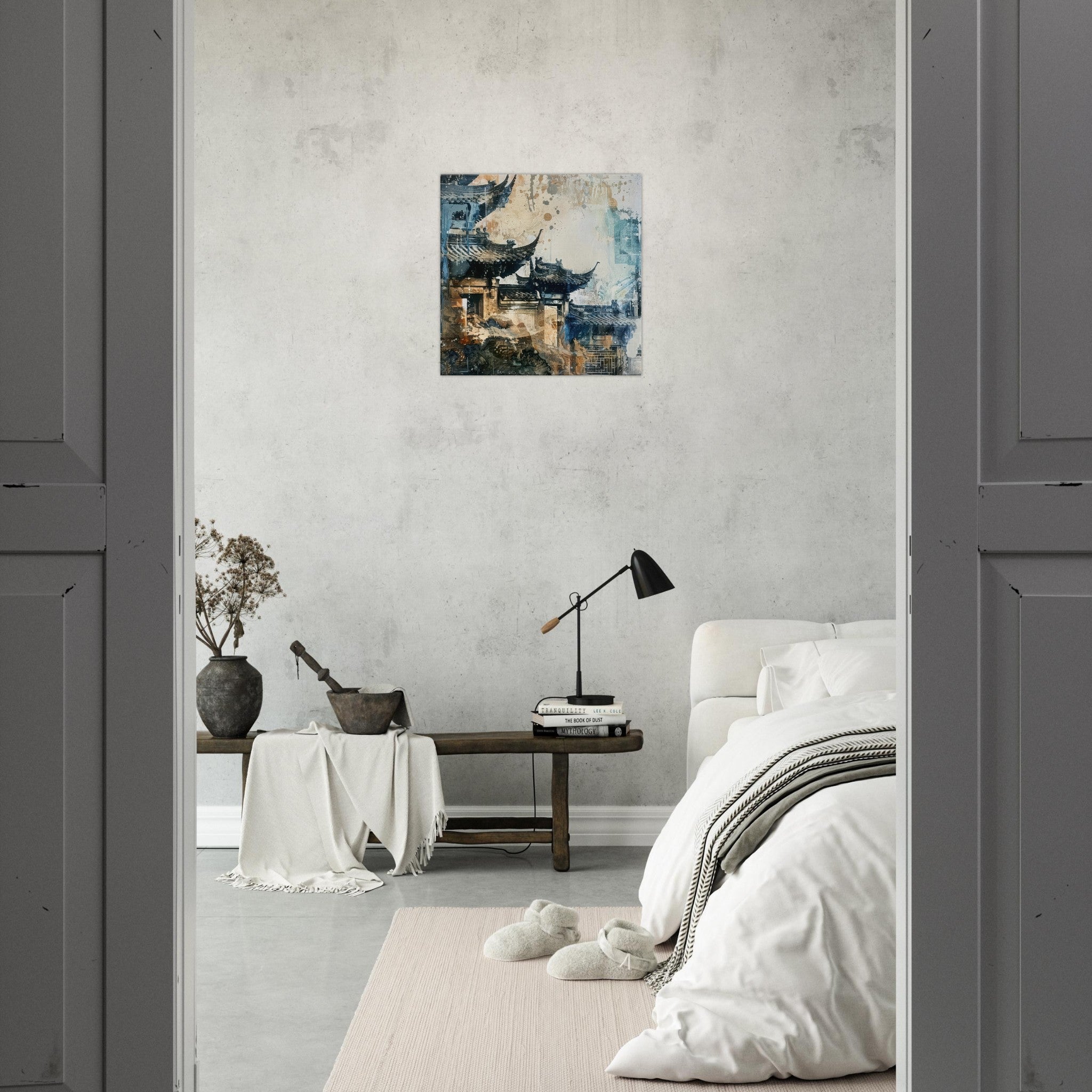 Canvas Square - Old culture of China in abstract style 5 - Shop Ai Art WebShop - Digital Art online Store