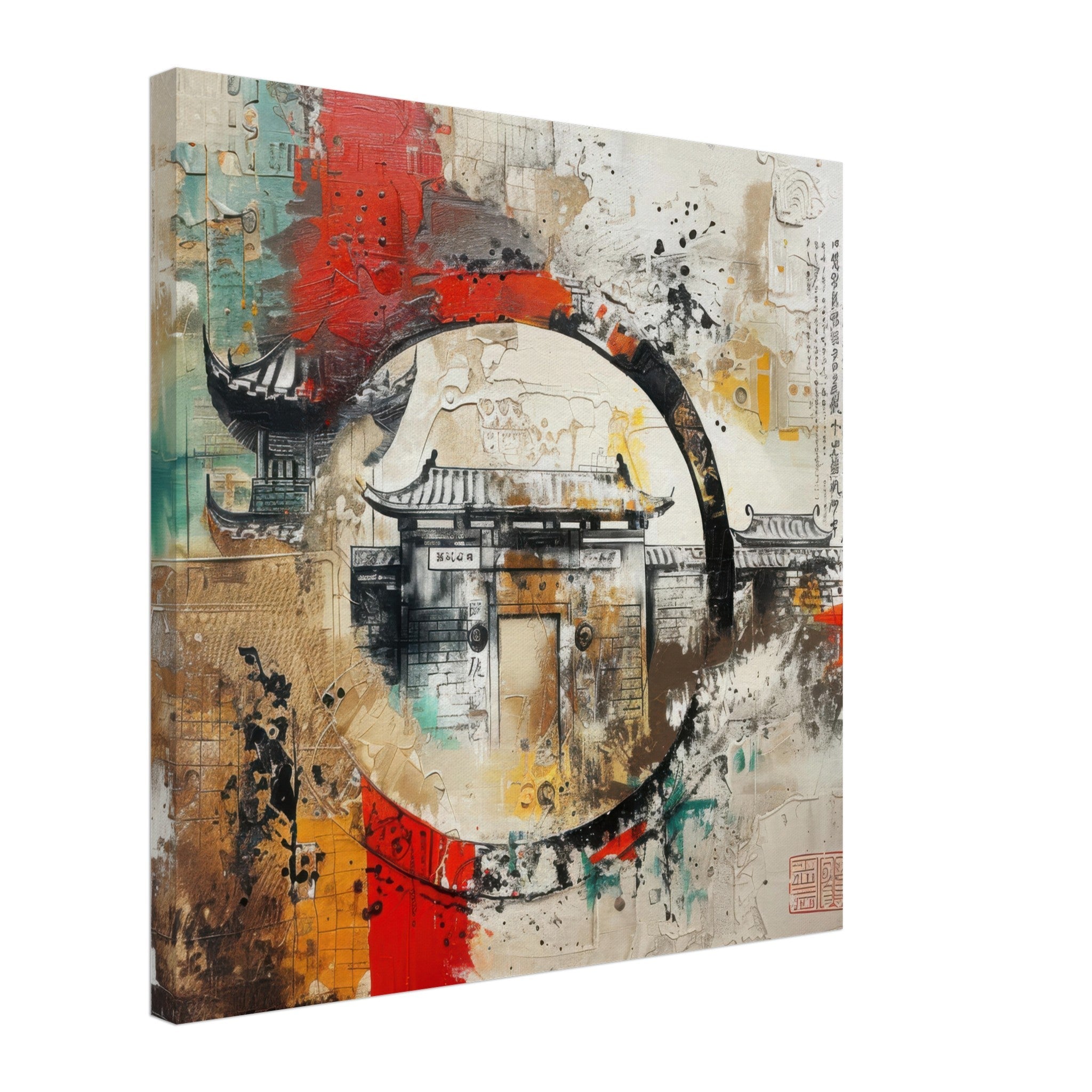 Canvas Square - Old culture of China in abstract style 6 - Shop Ai Art WebShop - Digital Art online Store