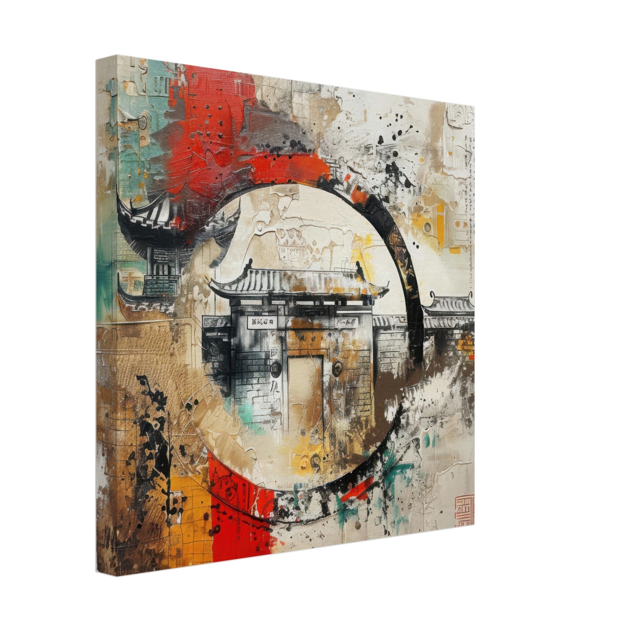 Canvas Square - Old culture of China in abstract style 6 - Shop Ai Art WebShop - Digital Art online Store