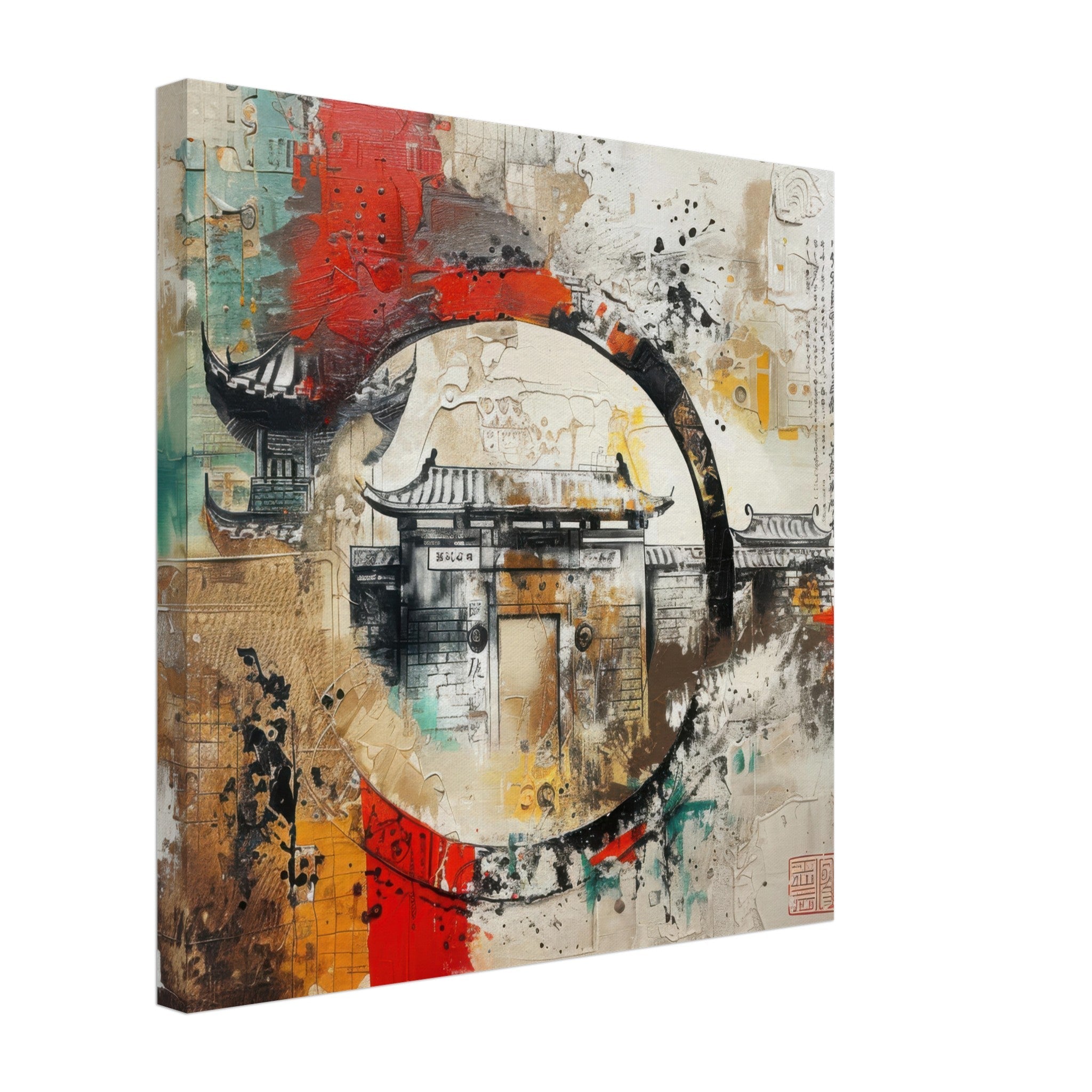 Canvas Square - Old culture of China in abstract style 6 - Shop Ai Art WebShop - Digital Art online Store