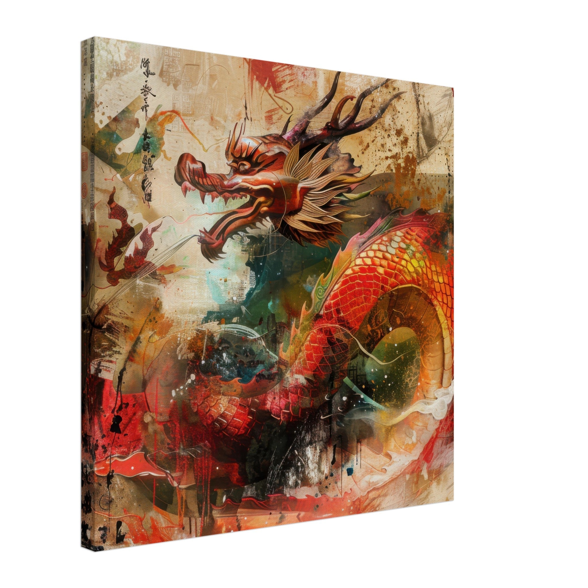 Canvas Square - Old culture of China in abstract style 7 - Shop Ai Art WebShop - Digital Art online Store