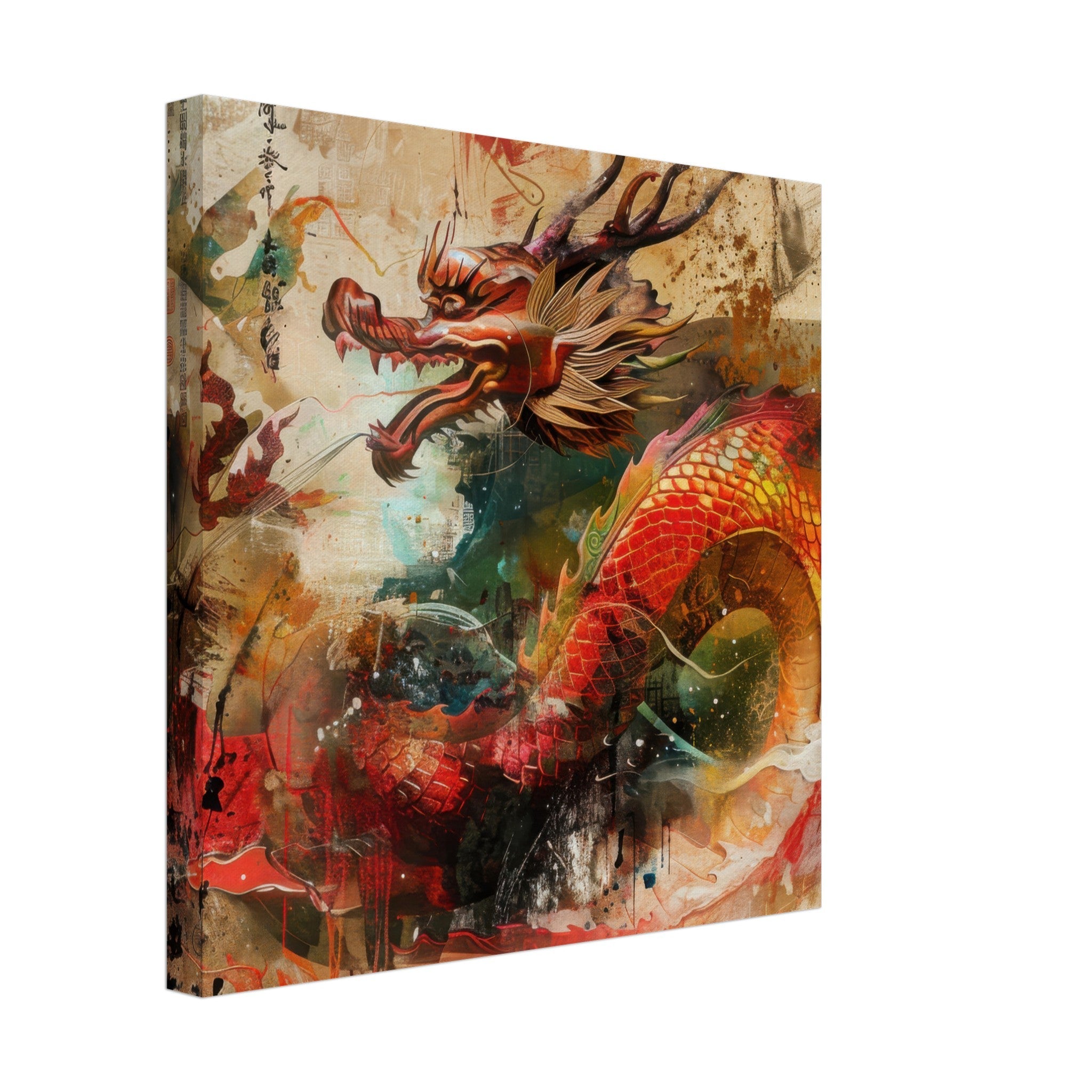 Canvas Square - Old culture of China in abstract style 7 - Shop Ai Art WebShop - Digital Art online Store