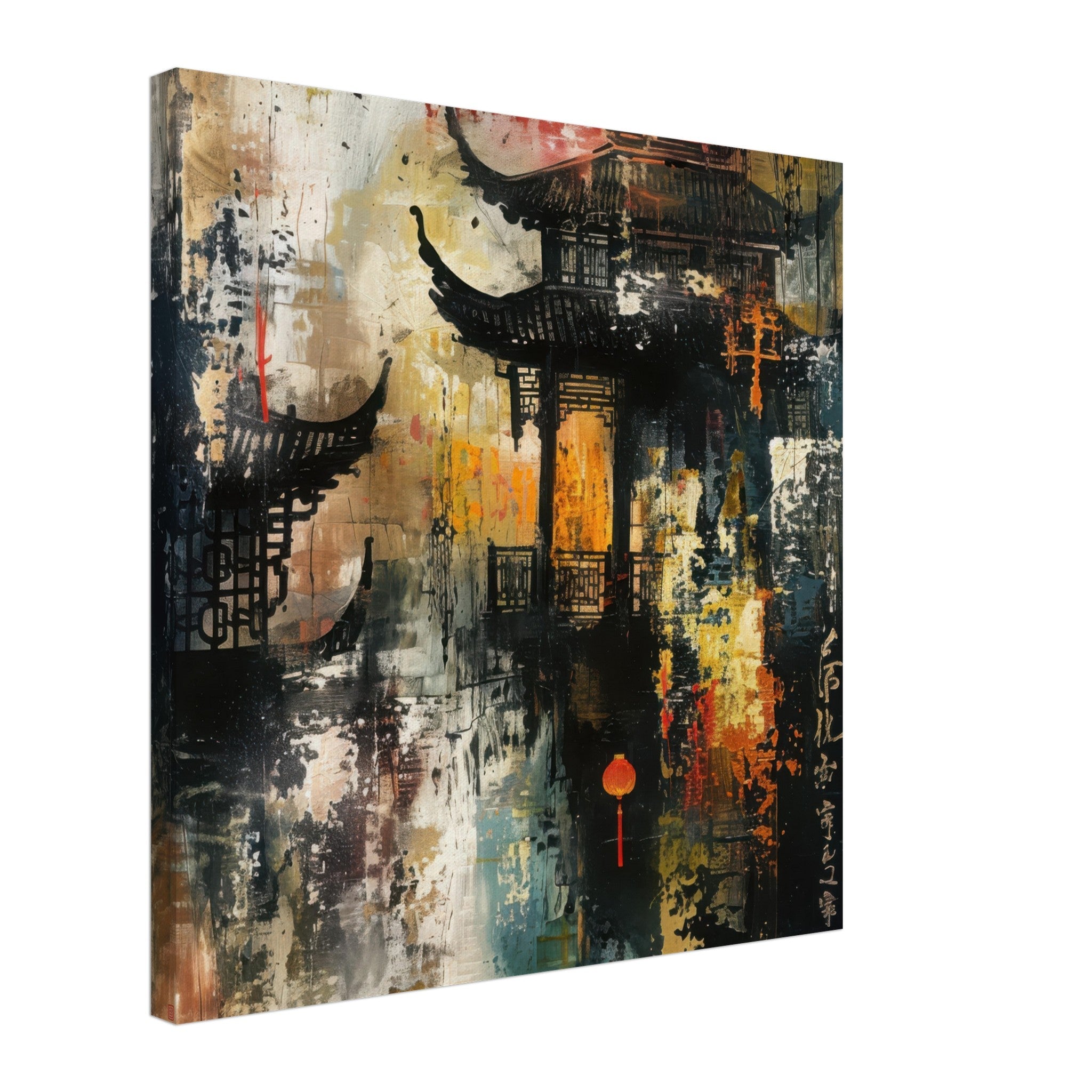 Canvas Square - Old culture of China in abstract style - Shop Ai Art WebShop - Digital Art online Store