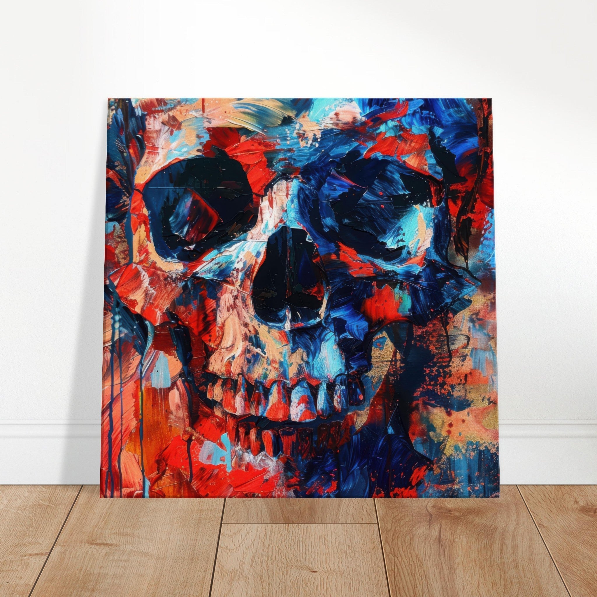 Canvas Square - Skull and Bones abstract art style - Shop Ai Art WebShop - Digital Art online Store