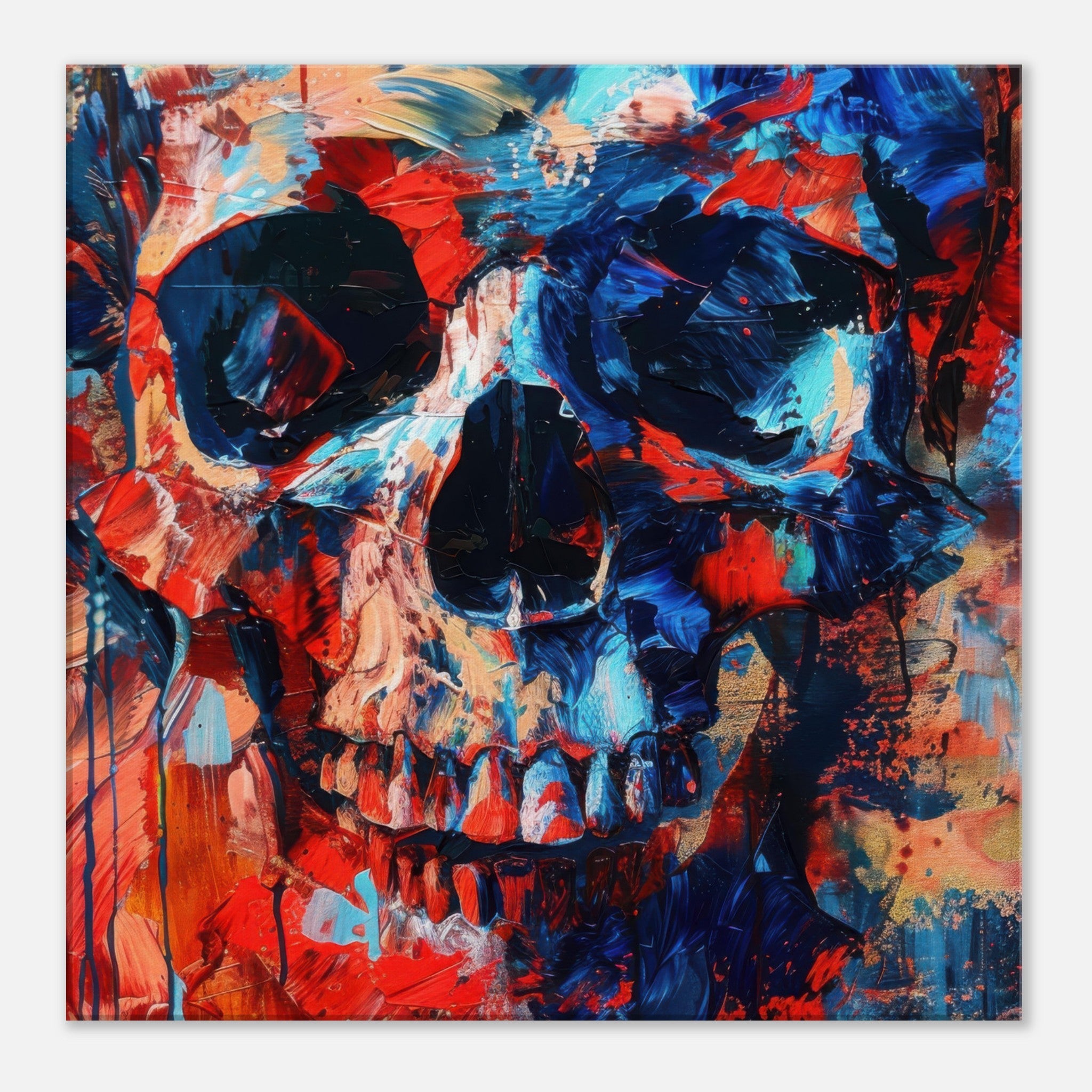 Canvas Square - Skull and Bones abstract art style - Shop Ai Art WebShop - Digital Art online Store