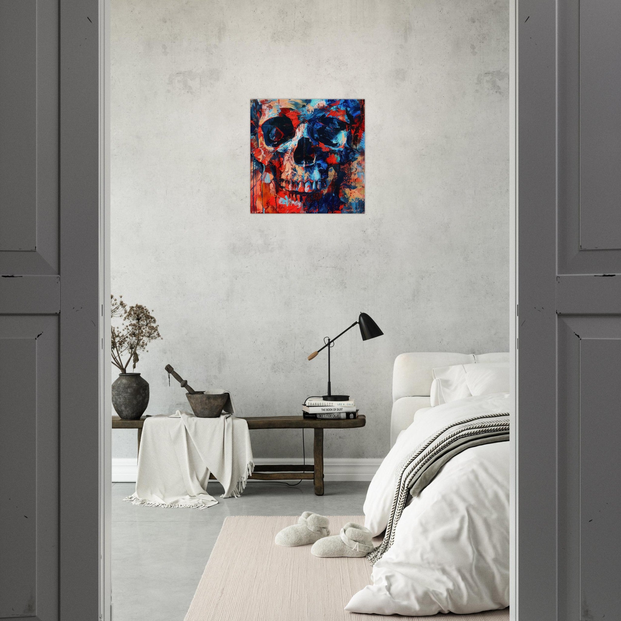 Canvas Square - Skull and Bones abstract art style - Shop Ai Art WebShop - Digital Art online Store