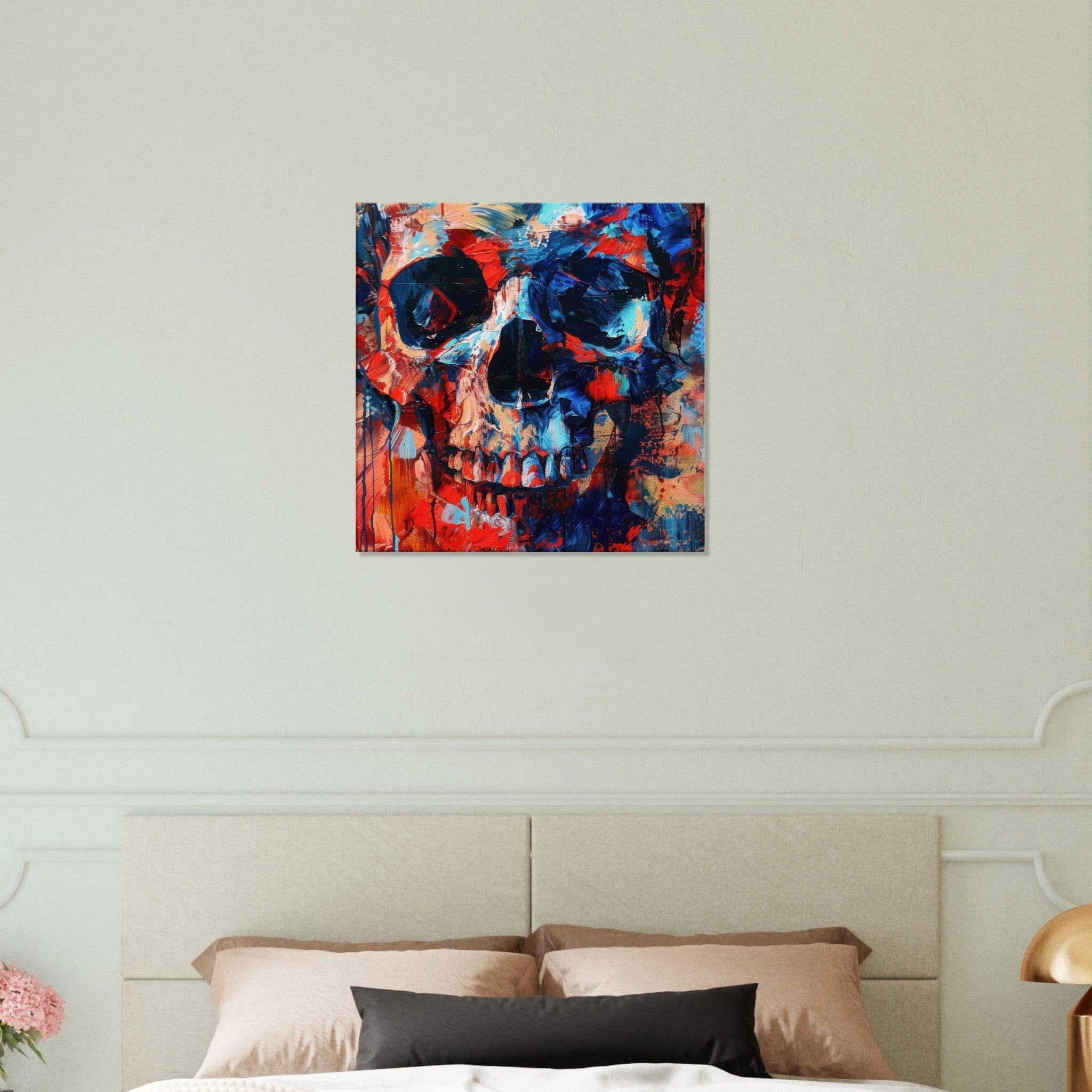 Canvas Square - Skull and Bones abstract art style - Shop Ai Art WebShop - Digital Art online Store