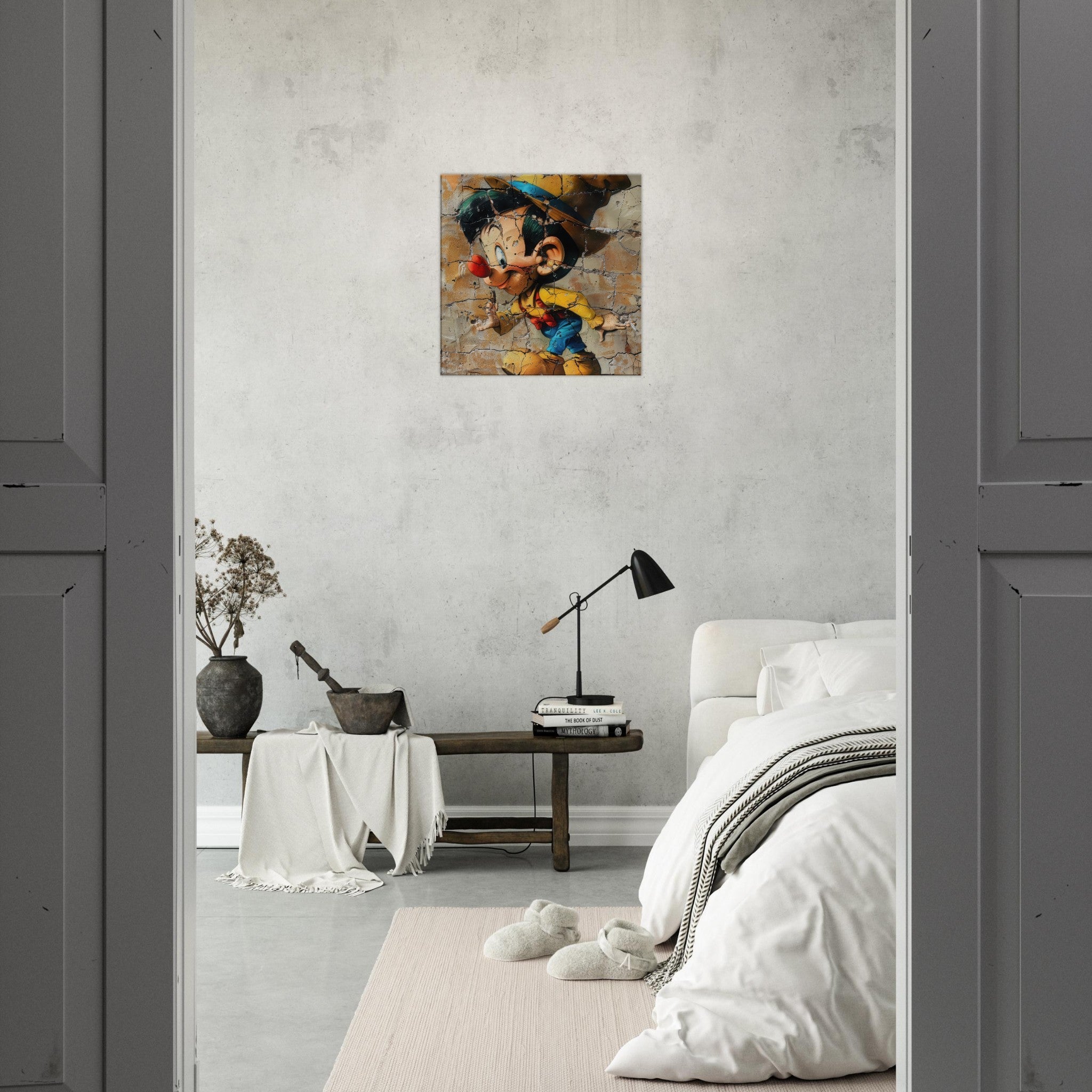 Canvas Square - street art style pinochio being naughty 19 - Shop Ai Art WebShop - Digital Art online Store