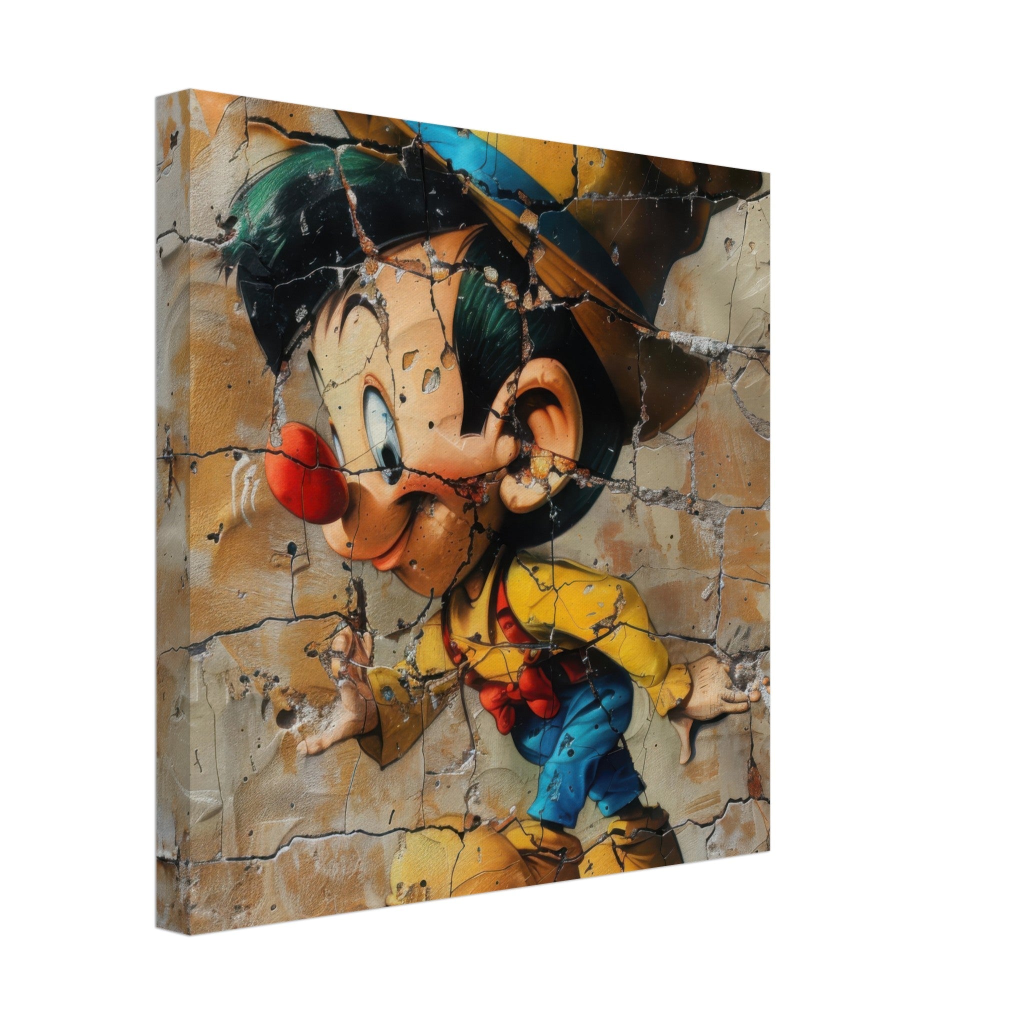 Canvas Square - street art style pinochio being naughty 19 - Shop Ai Art WebShop - Digital Art online Store