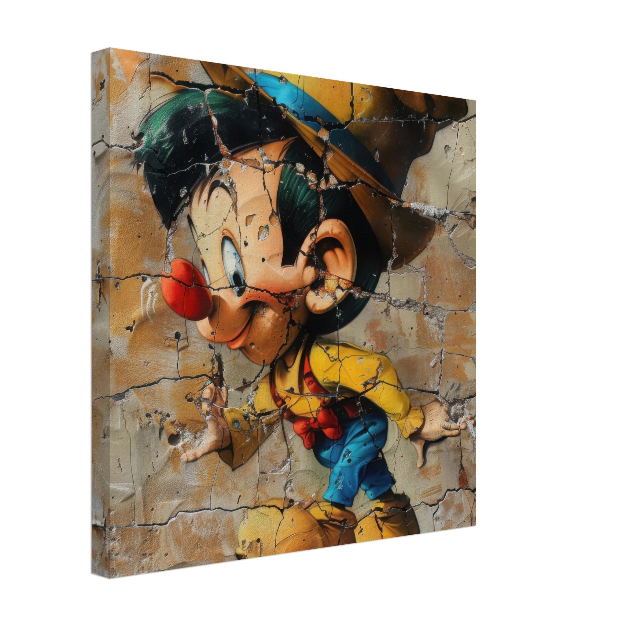 Canvas Square - street art style pinochio being naughty 19 - Shop Ai Art WebShop - Digital Art online Store