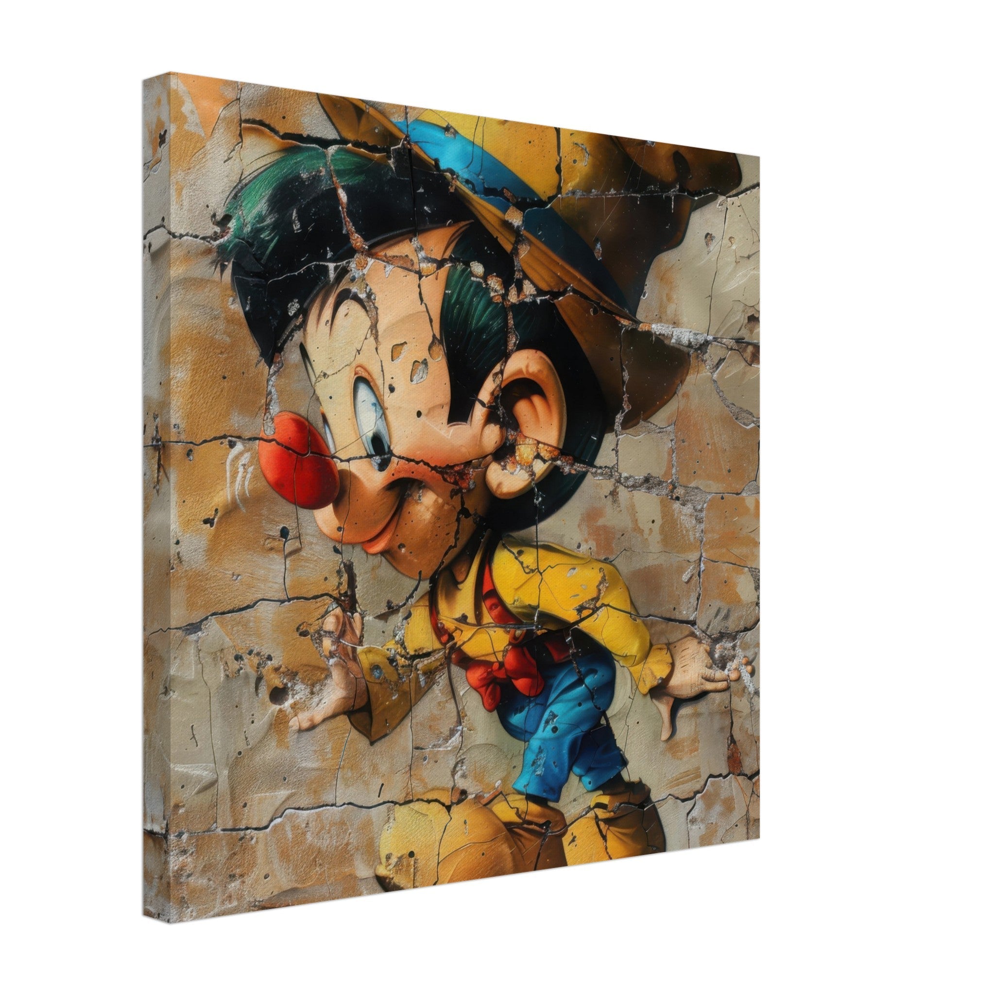 Canvas Square - street art style pinochio being naughty 19 - Shop Ai Art WebShop - Digital Art online Store