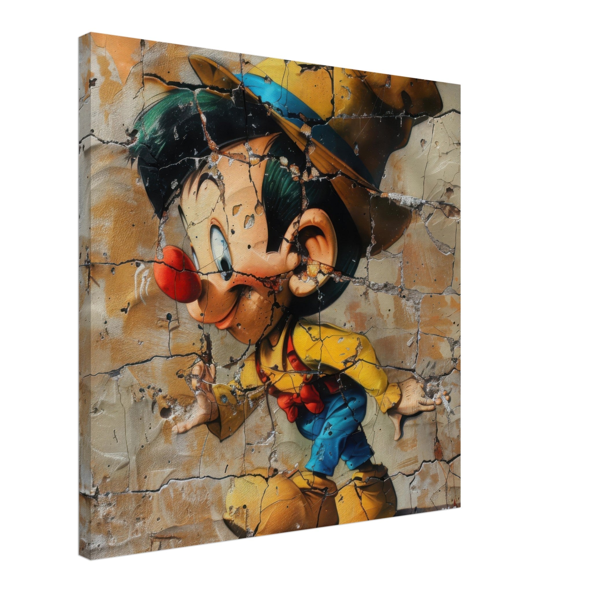 Canvas Square - street art style pinochio being naughty 19 - Shop Ai Art WebShop - Digital Art online Store