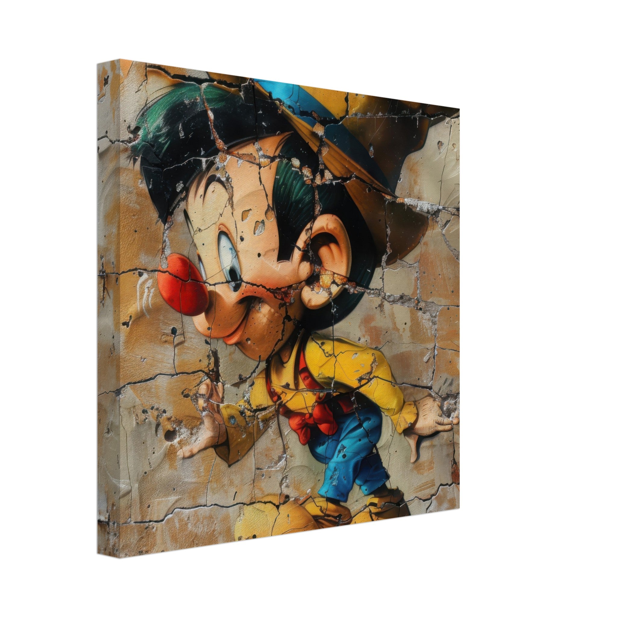 Canvas Square - street art style pinochio being naughty 19 - Shop Ai Art WebShop - Digital Art online Store