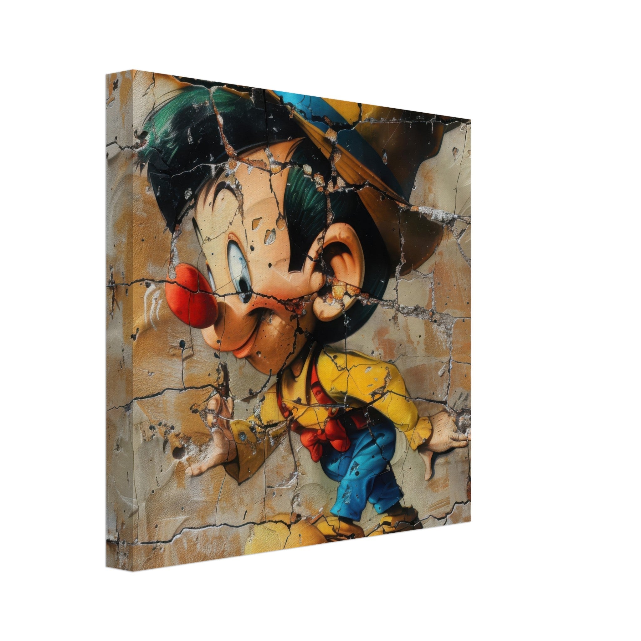 Canvas Square - street art style pinochio being naughty 19 - Shop Ai Art WebShop - Digital Art online Store